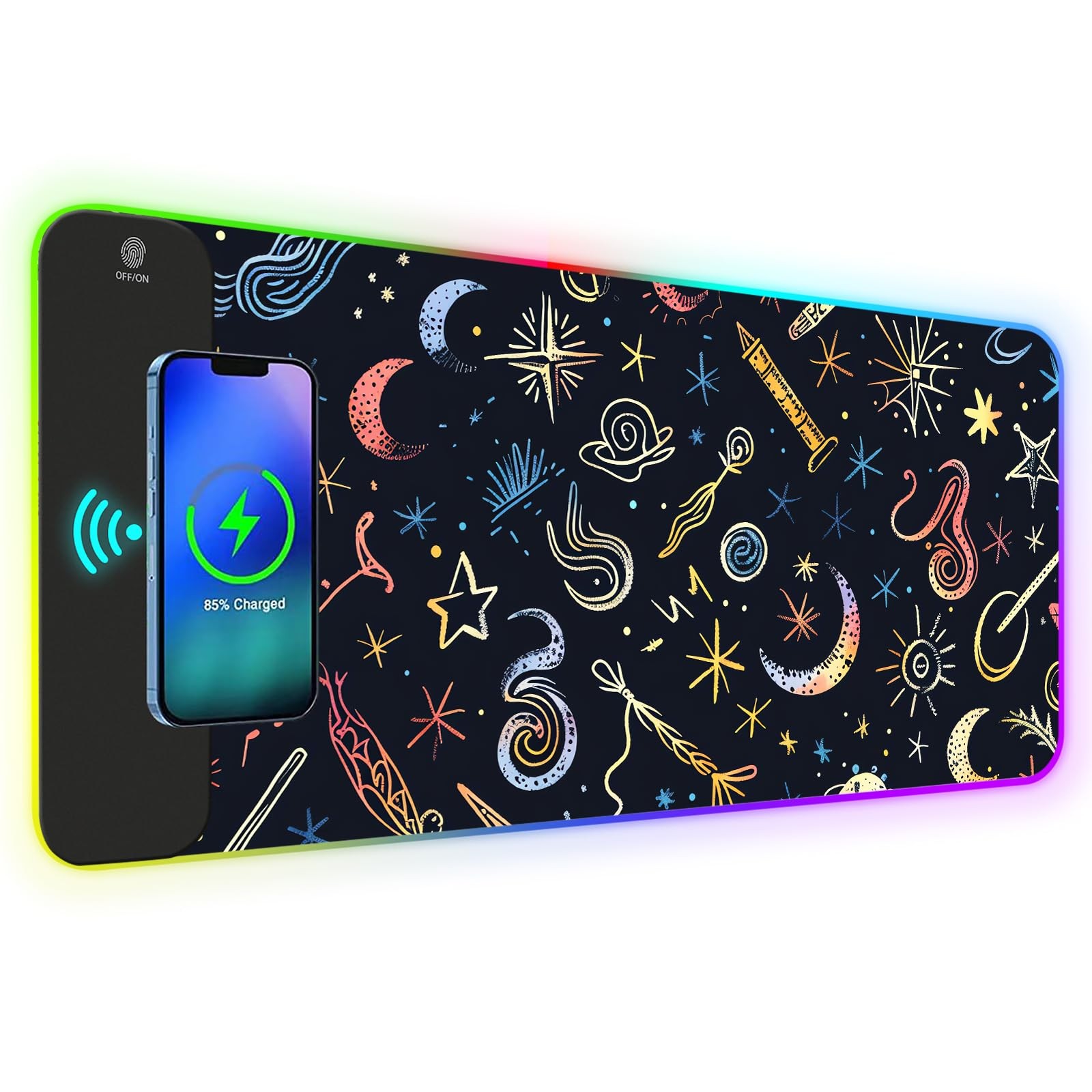 AIMSA RGB Gaming Mouse Pad Wireless Charging 14 LED Light Modes Large Non-Slip