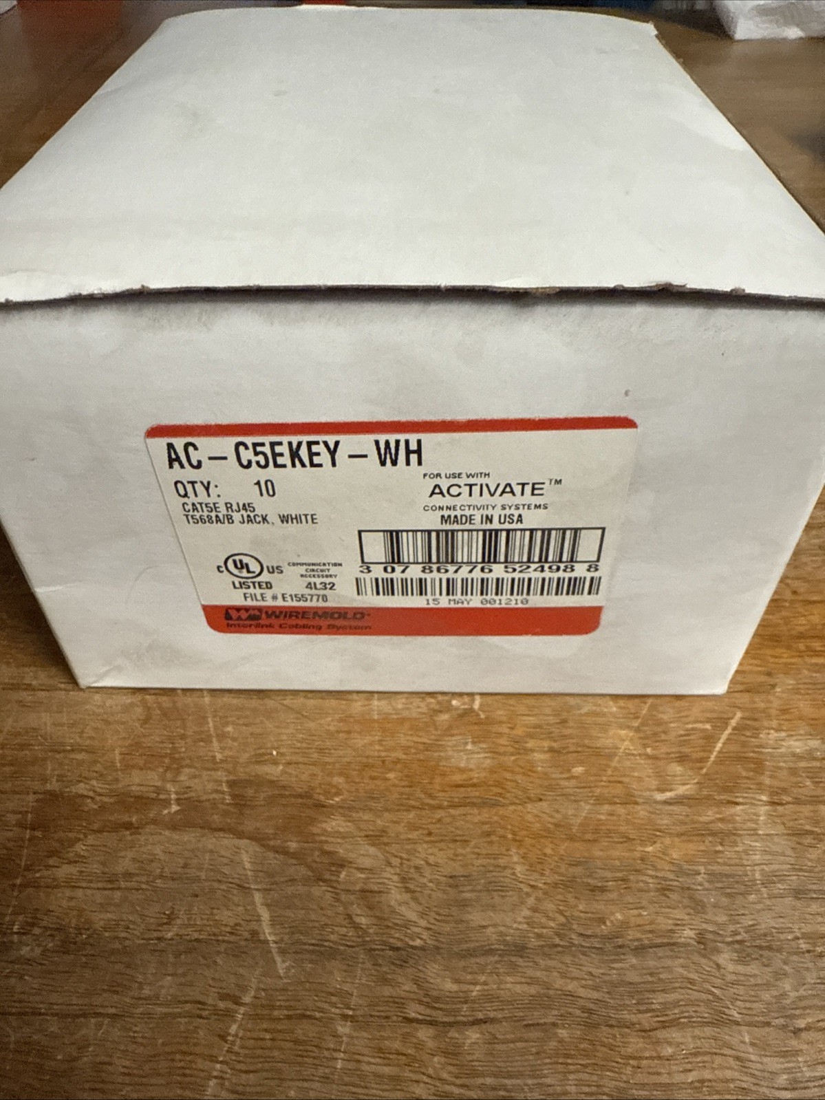 Wiremold AC-C5EKEY-WH NIB Lot Of 10 CAT5E RJ45 Jack White #A99