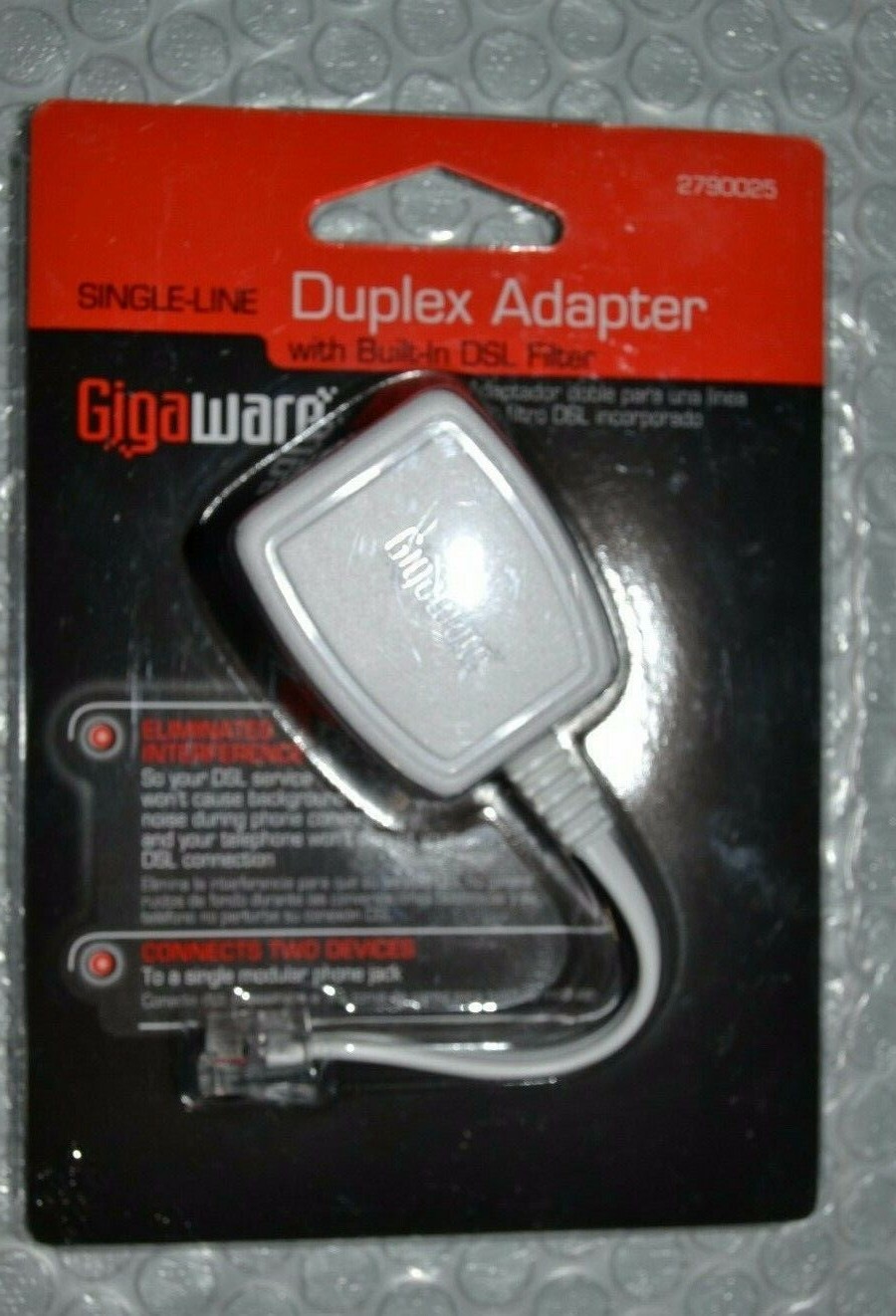 New-Gigaware 2790025 Single-Line Duplex Adapter with Built-In DSL Filter