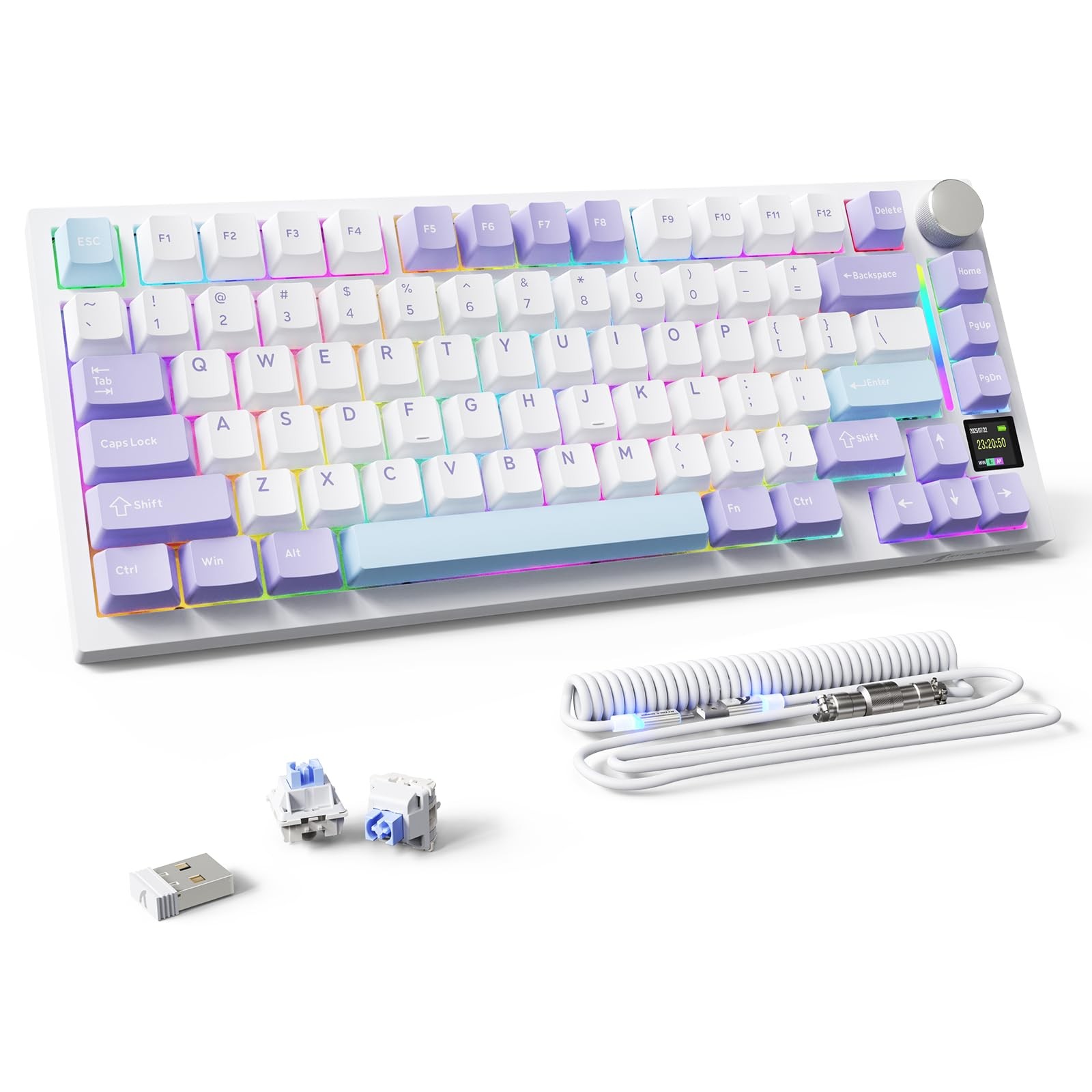 MAMBASNAKE X820 Mechanical Keyboard White Purple Shark Switch