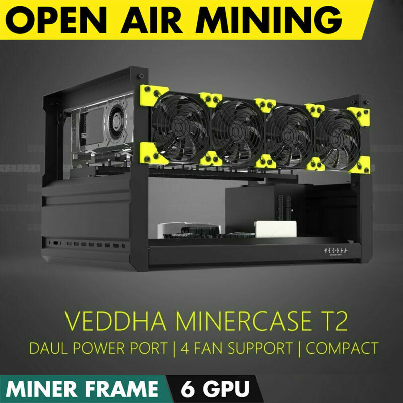 6/8 GPU Aluminum Stackable Open Air Mining Computer Frame Rig Ethereum Veddha T2