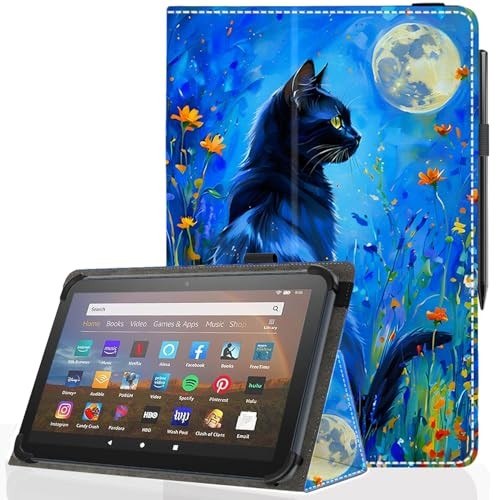 Universal 11 12 Inch Android Tablet Case - Slim Folding Stand Starry Sky Cat