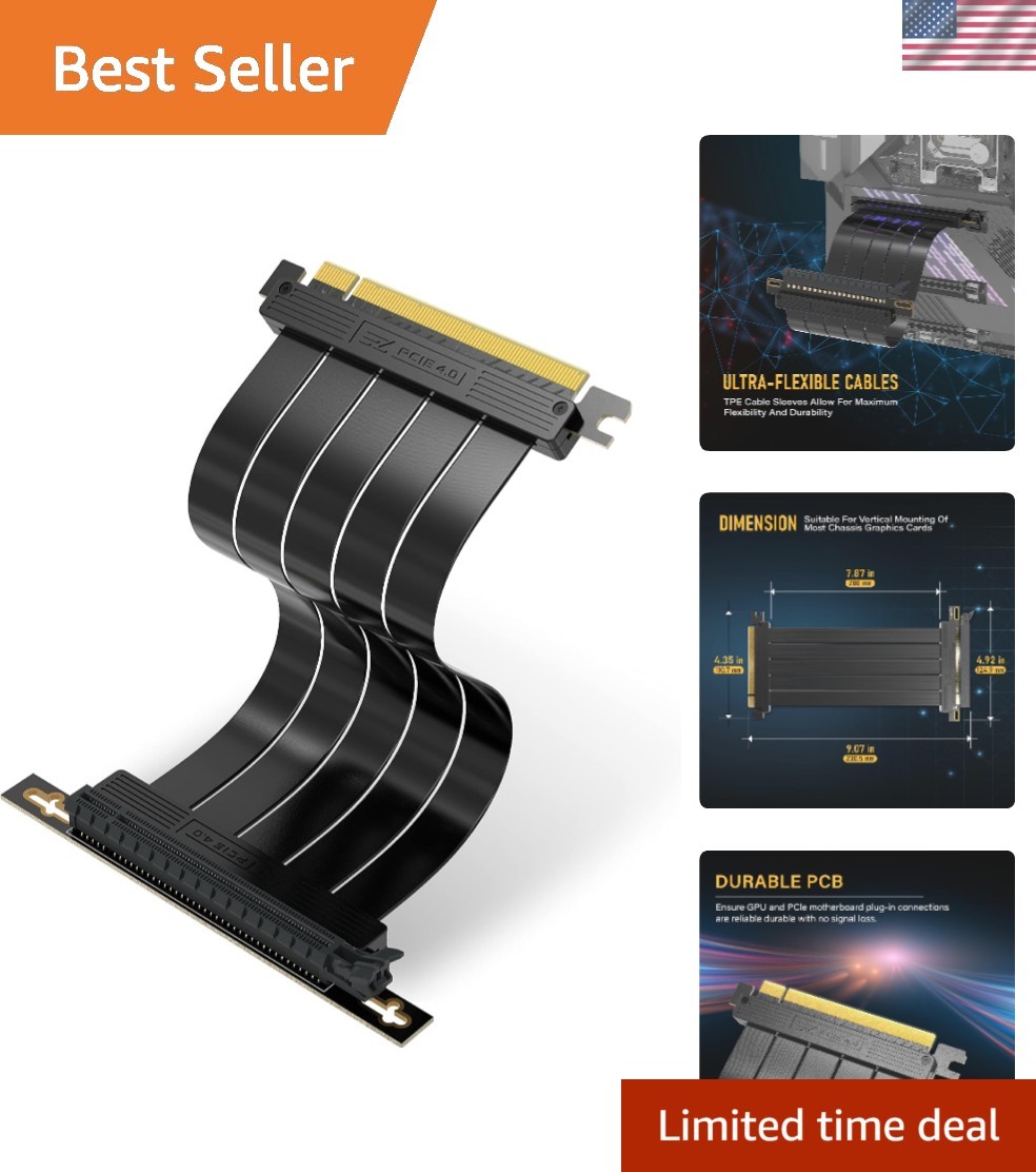 PCIe Gen 4 x16 Riser Cable,GPU Extension, Straight, 20cm