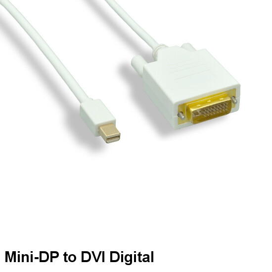 KNTK 10ft Mini DisplayPort to DVI Digital Cable 32AWG HDTV MiniDP to DVID Cord