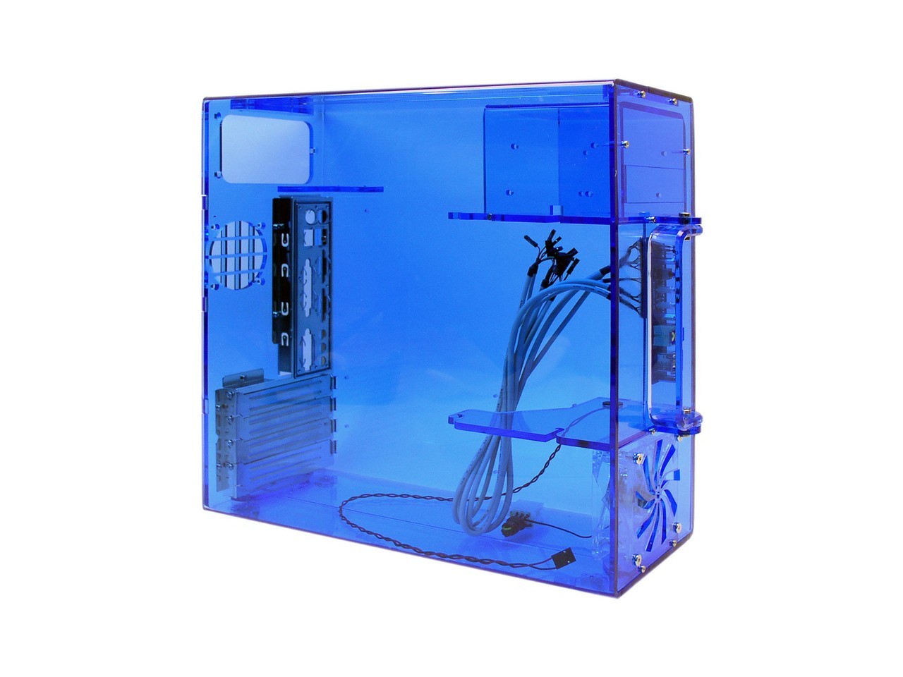 POWMAX MATXARC-1 Blue Clear Acrylic Micro ATX Mid Tower Computer Case