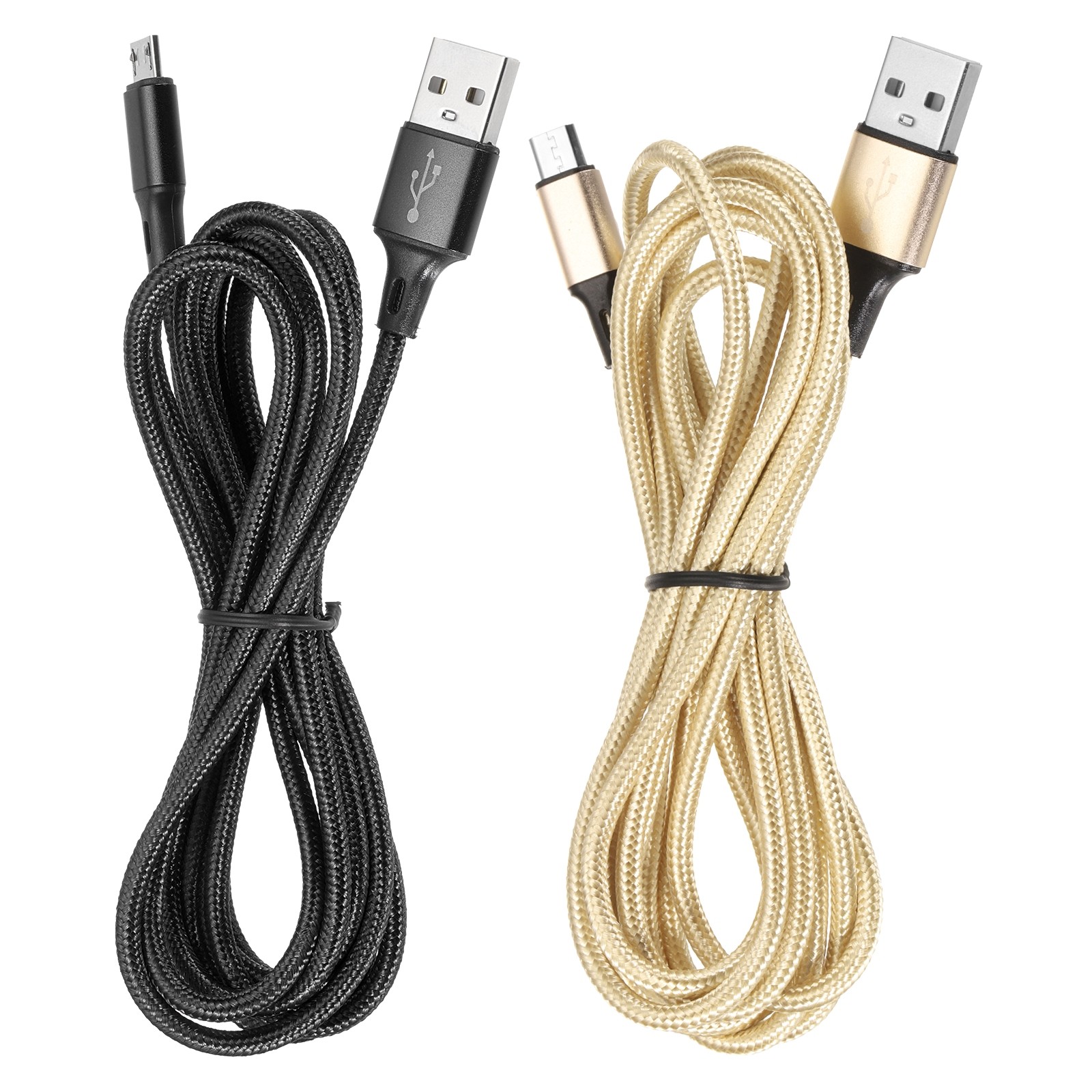 2Pcs Controller Charger Cable 6Ft USB A to Micro USB Fast Charging Gold/Black