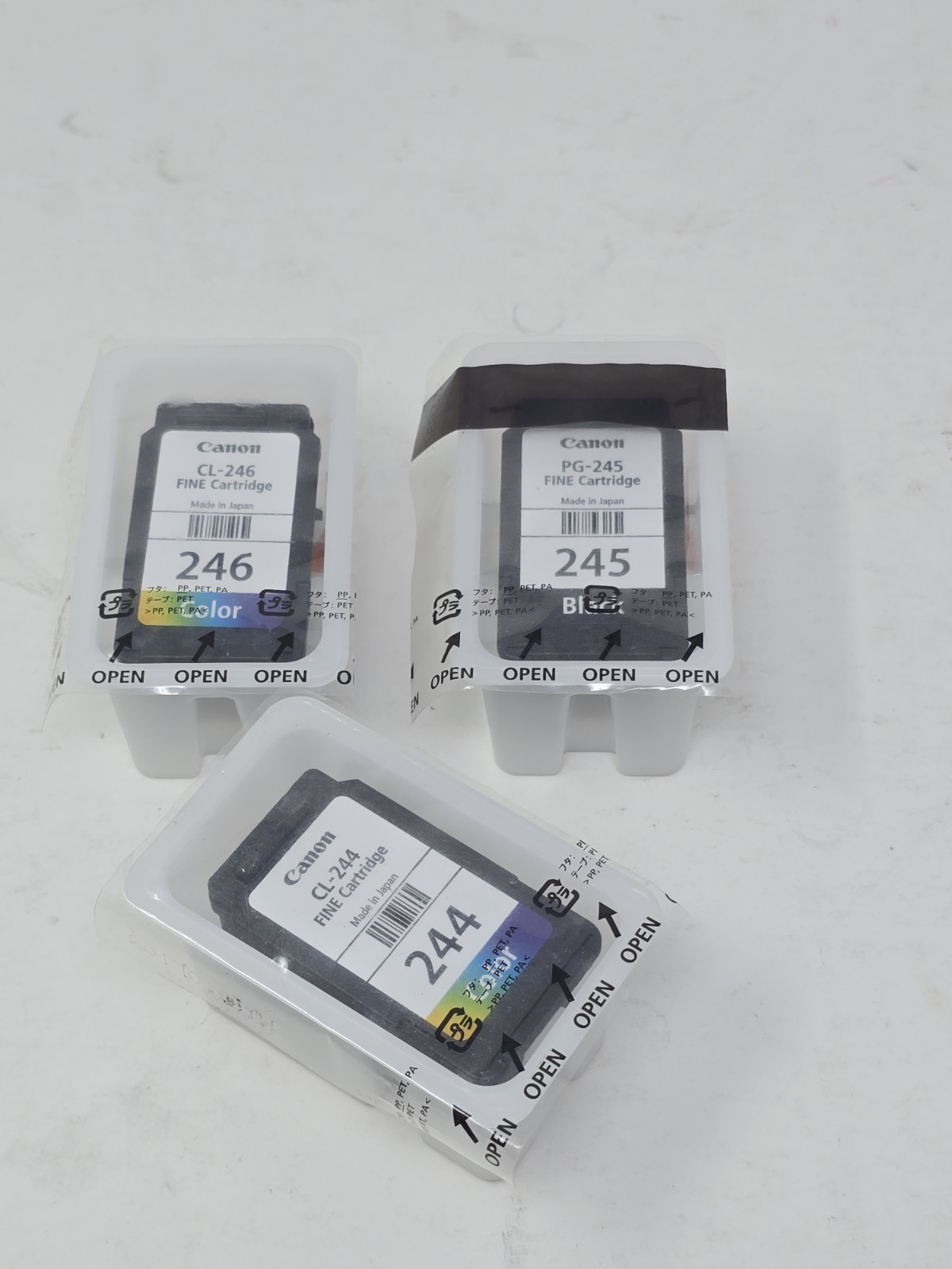 Lot Of 3 Canon CL 244&246 COLOR ALSO 245 Black Ink Cartridge PIXMA Fine Genuine 