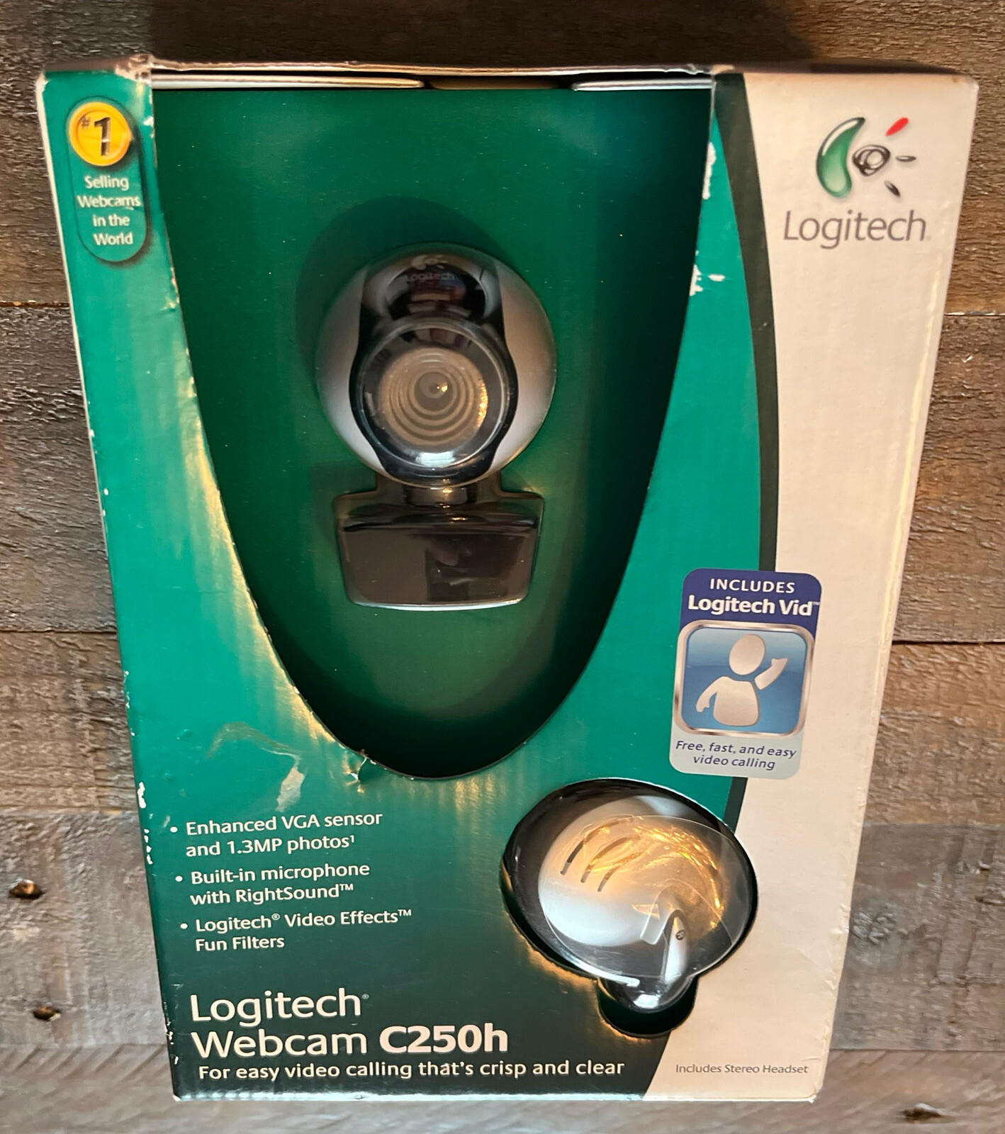 New Logitech Webcam Camera C250h - For Easy Video Calling With Wired Headset NiB