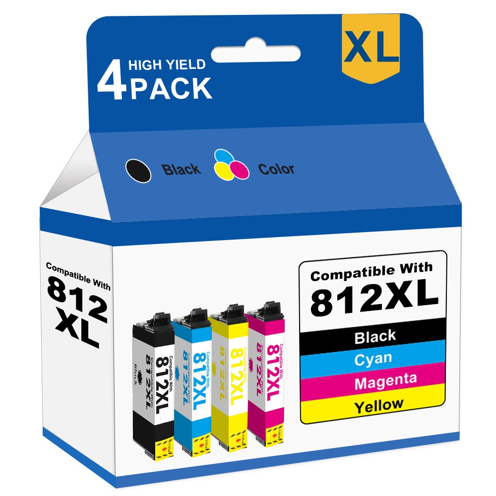 4PK 812XL T812XL Ink Cartridge For Epson WorkForce WF-7840 WF7820 7310 EC-C7000
