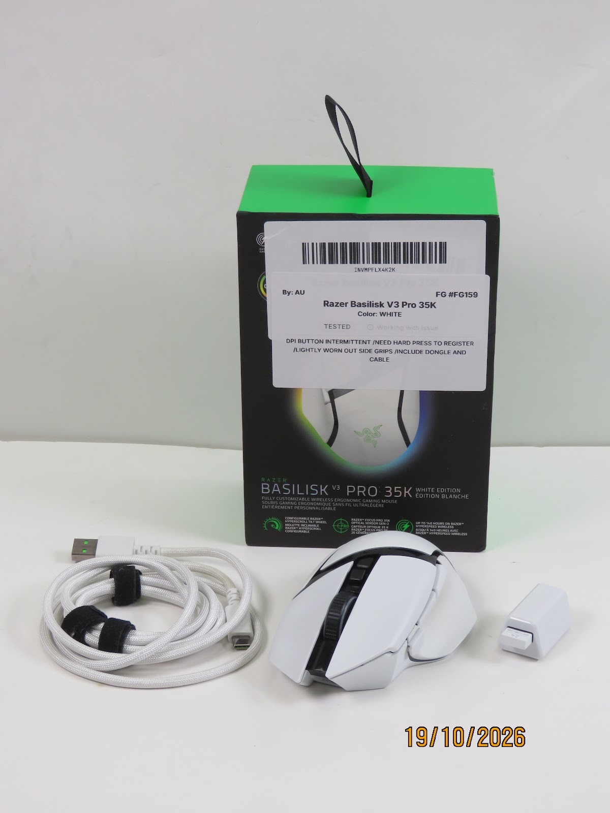 Razer Basilisk V3 Pro 35K Wireless Gaming Mouse White - FG159