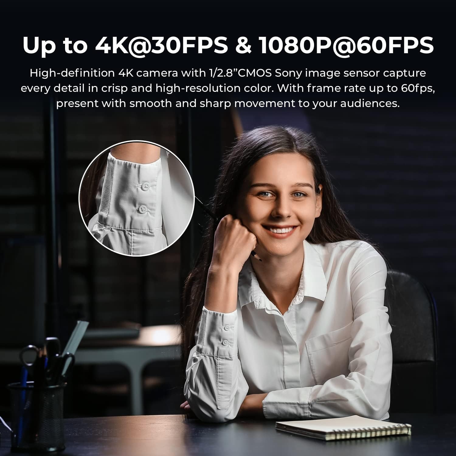 OBSBOT Meet AI-Powered 4K Webcam, AI Framing & Autofocus, Webcam with -  Black