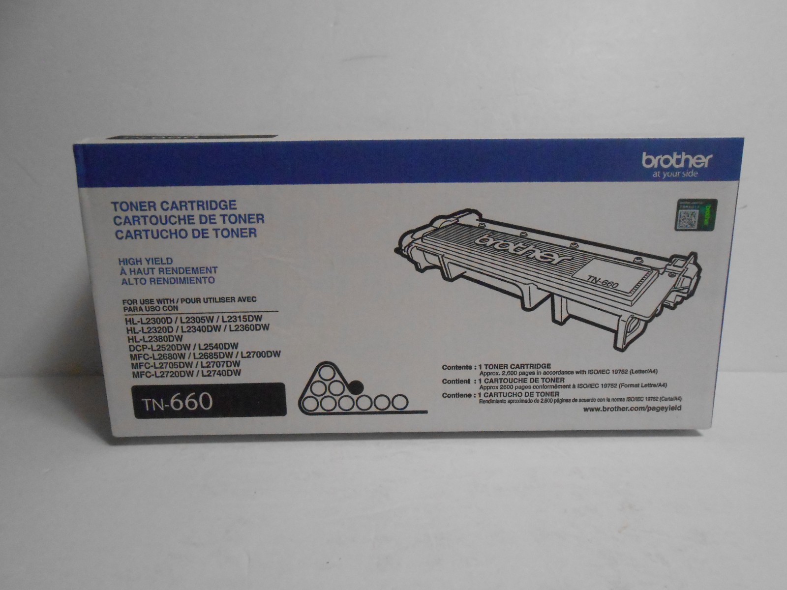 Brother TN-660 TN660 Genuine High Yield Black Toner Cartridge