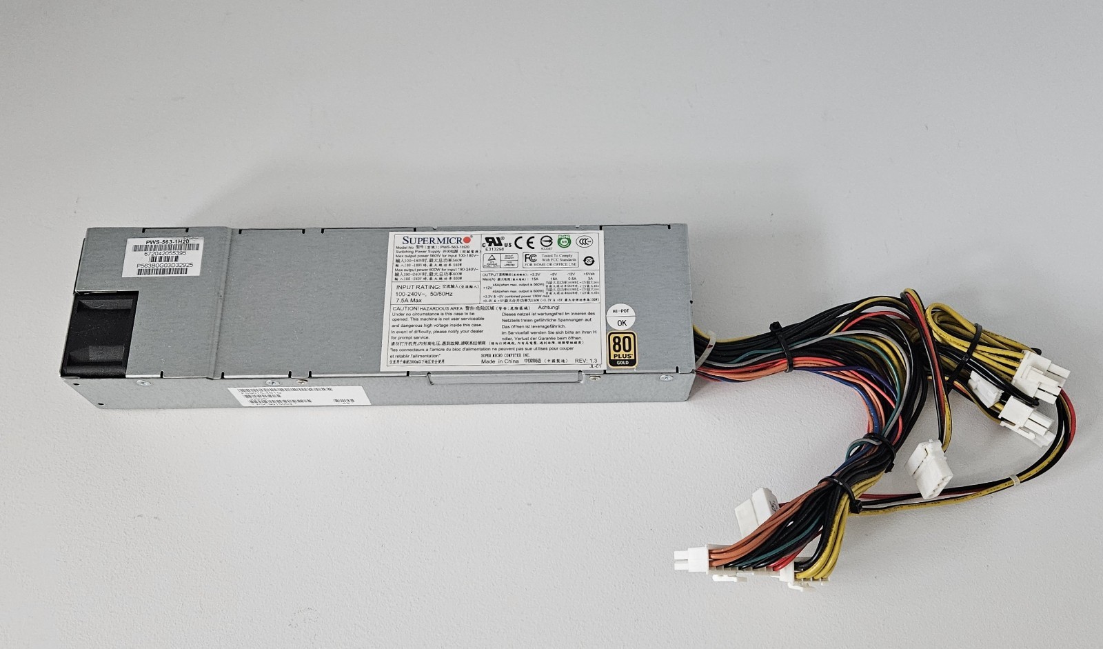 Supermicro 1U Server 80 Plus Gold Switching Power Supply 560W/600W PWS-563-1H20