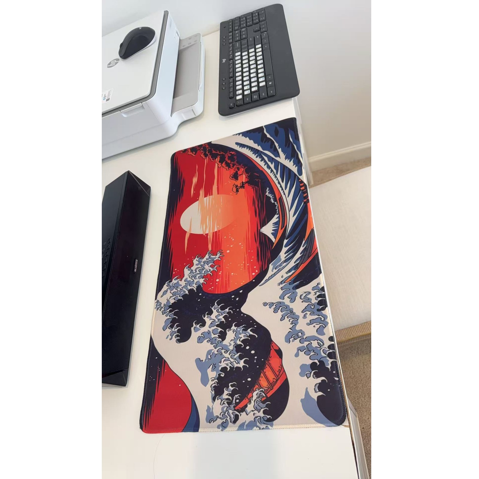 Red Sunset Great Wave Large Gaming Mouse Pad 23.6"x11.5" Non-Slip Desk Mat
