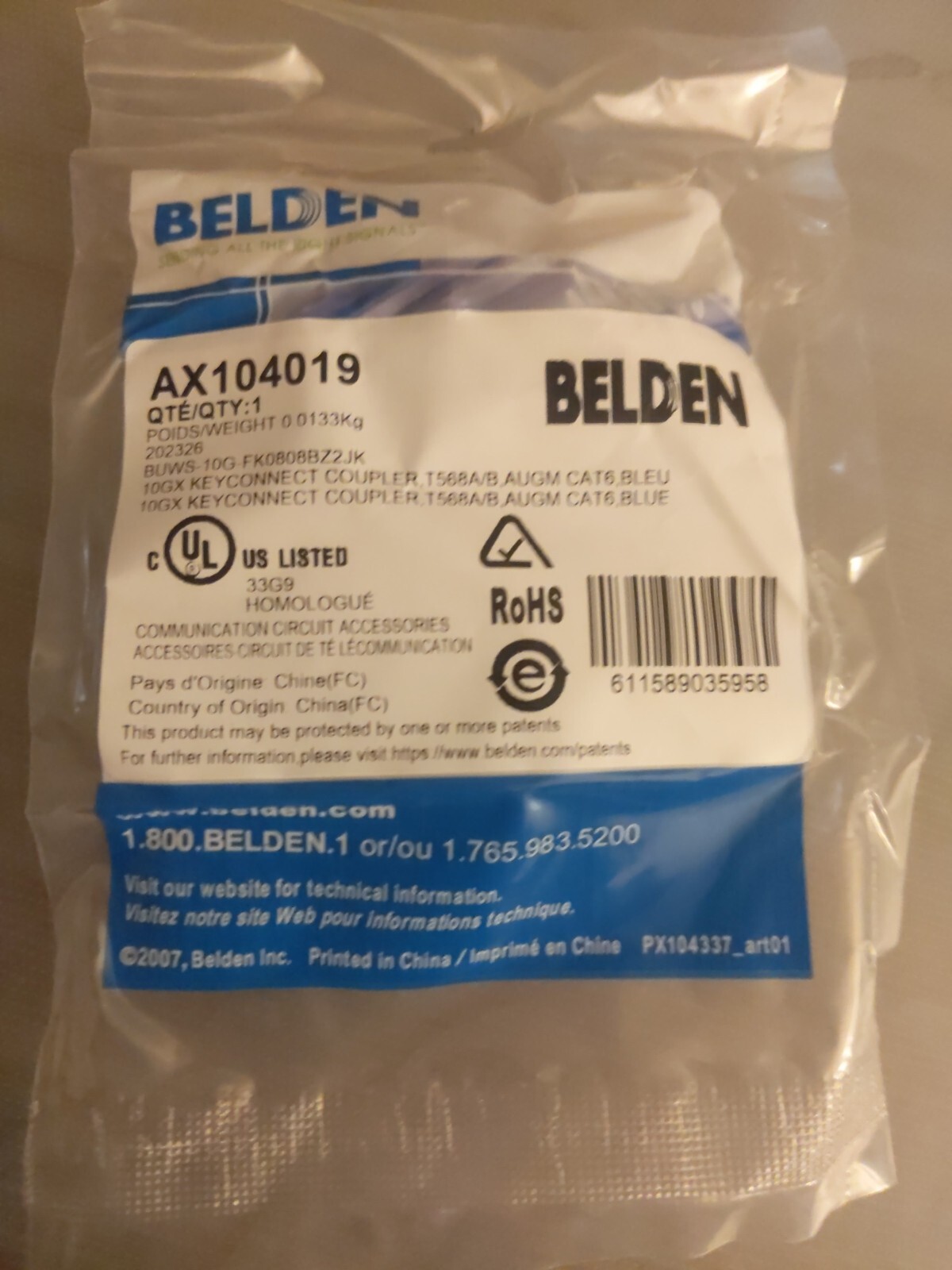 GENUINE Belden AX104019 KEY CONNECT COUPLER Box Of 50 Pcs         BIG PRICE DROP