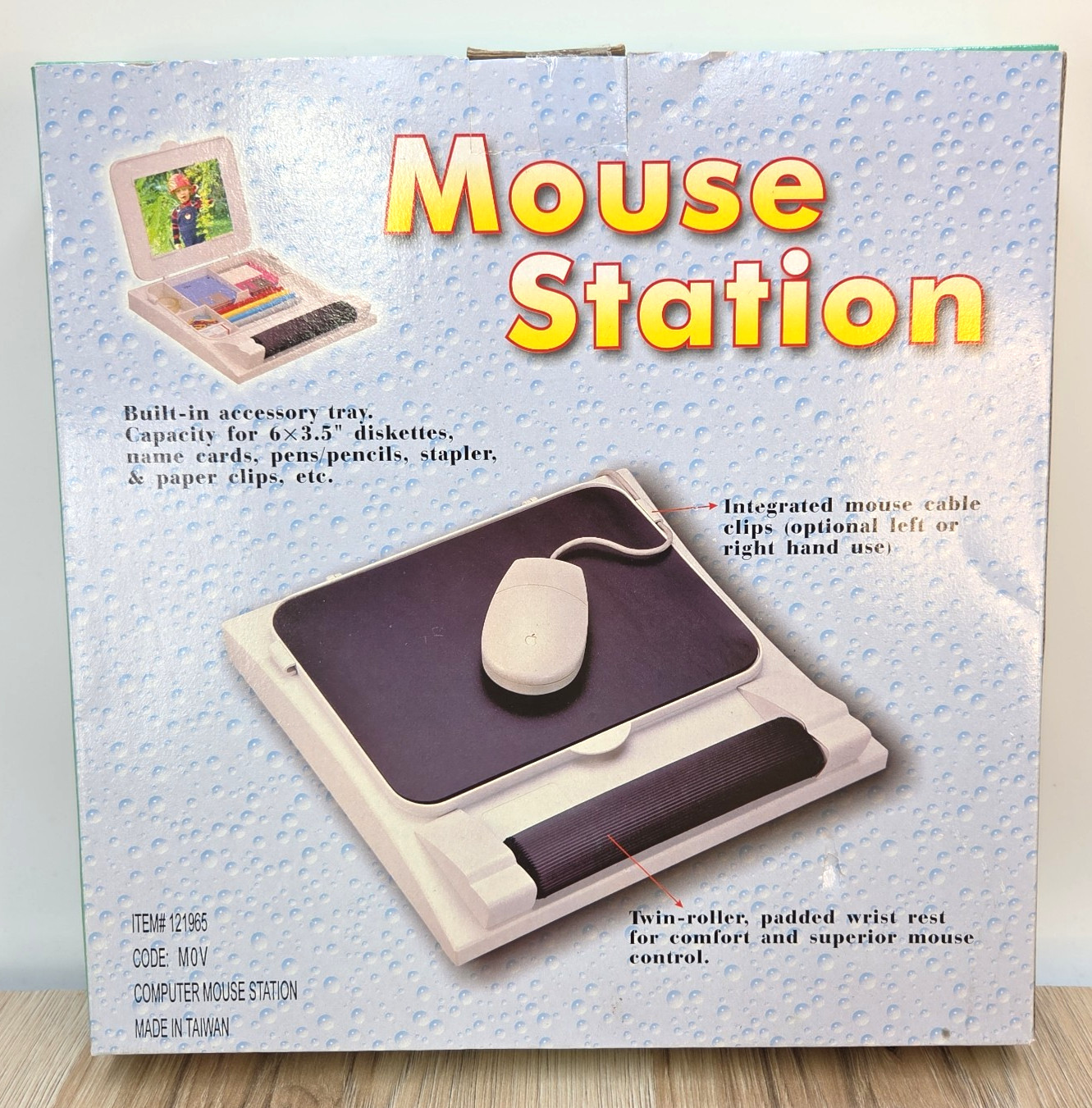 New Vintage Computer Mouse Station Built-in Accessory Tray Padded Wrist Roller
