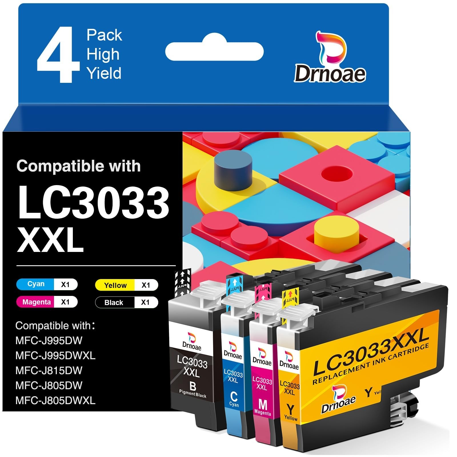 LC3033 Ink Cartridges Replacement for Brother LC3033 BK/C/M/Y Ink Cartridges LC