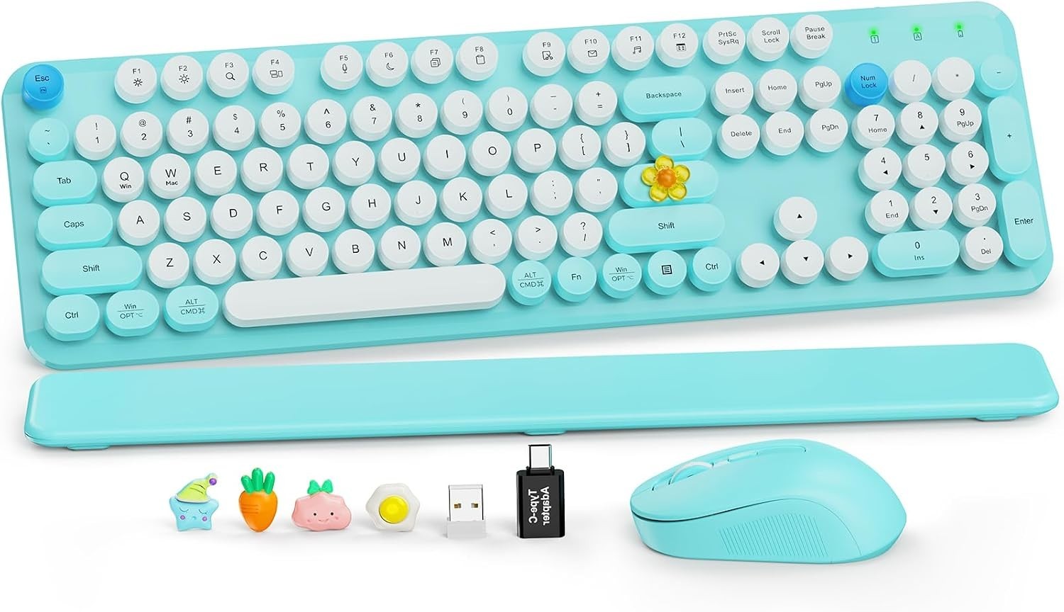 SABLUTE CK23 Wireless Keyboard Mouse Combo Full Size Retro PC Mac Blue