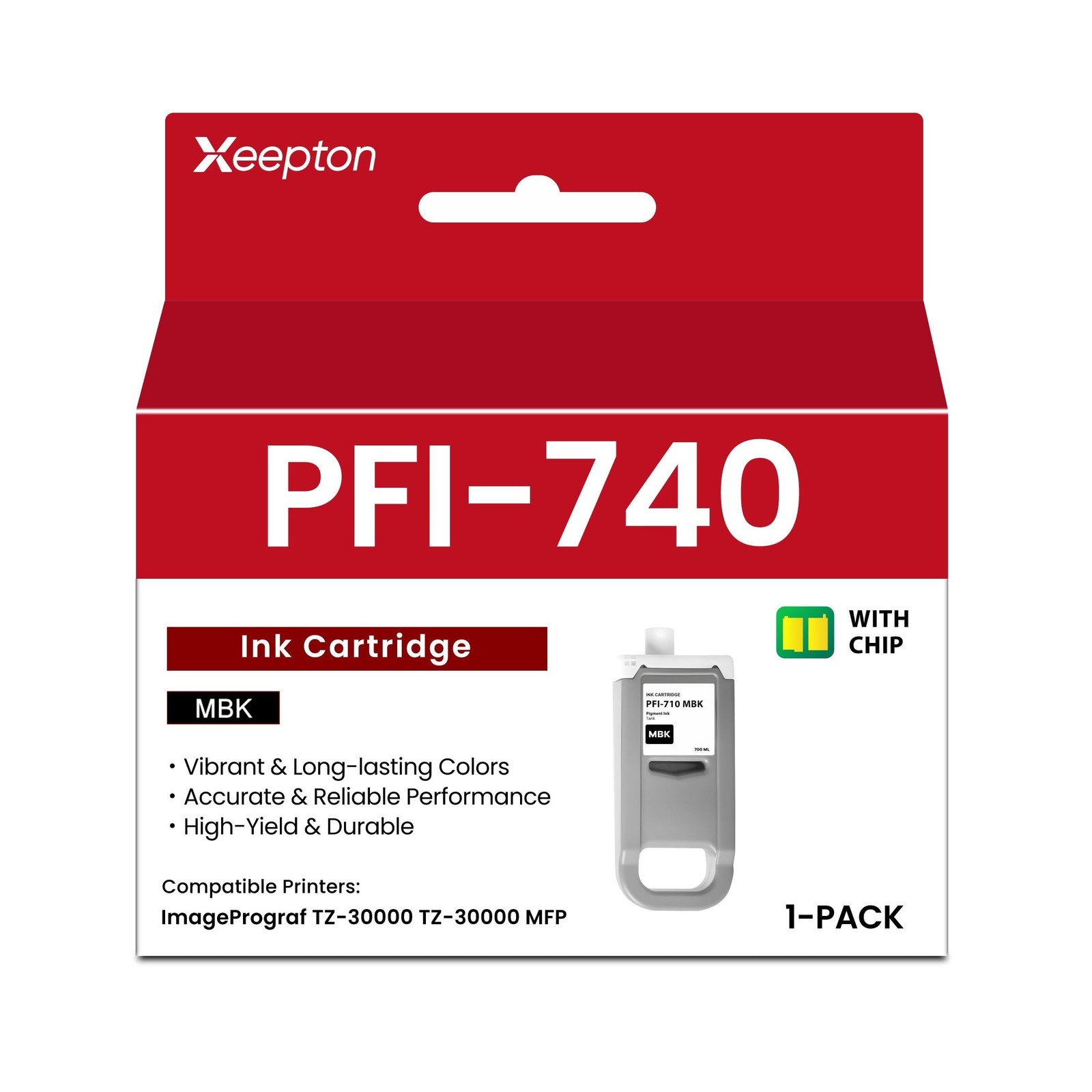 PFI-740MBK Ink Tank (with New Chip) Replacement for Canon PFI-740 PFI740 Matt...
