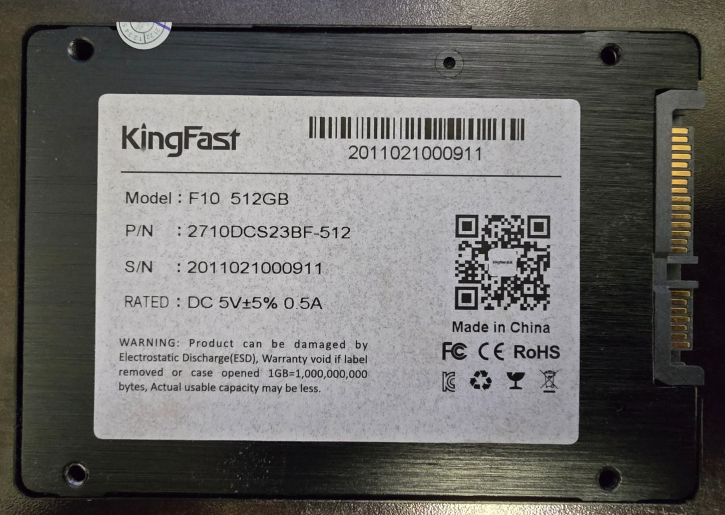 KingFast 512GB SATA III 6Gb/s SSD Solid State Drive 97% Health Tested