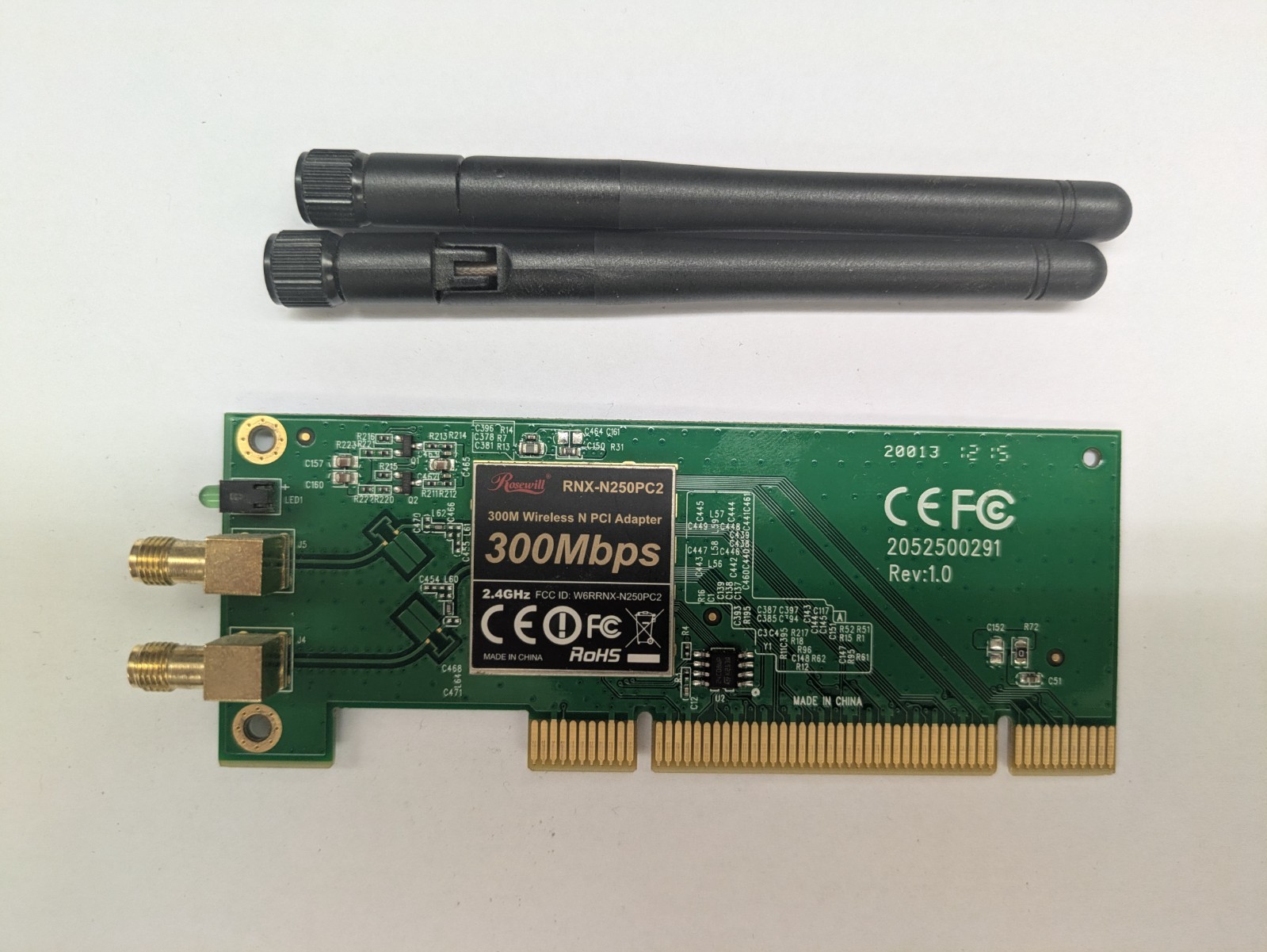 Rosewill RNX-N250PC2 Wireless N PCI Adapter 300Mbps 2.4GHz Wi-Fi Card w/Antennas