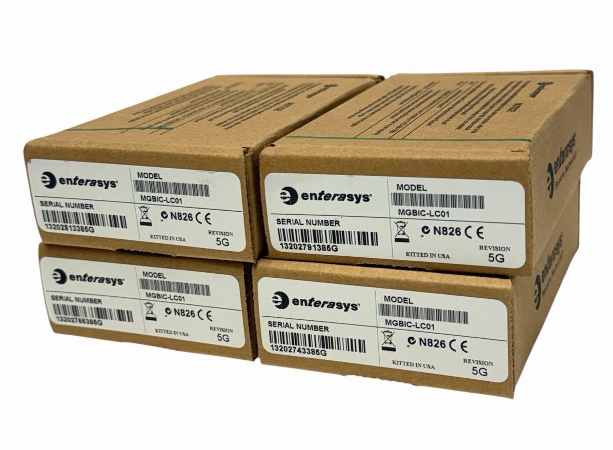 LOT OF 4 NIB ENTERASYS MGBIC-LC01 1000BASE-SX SFP TRANSCEIVER MODULES 