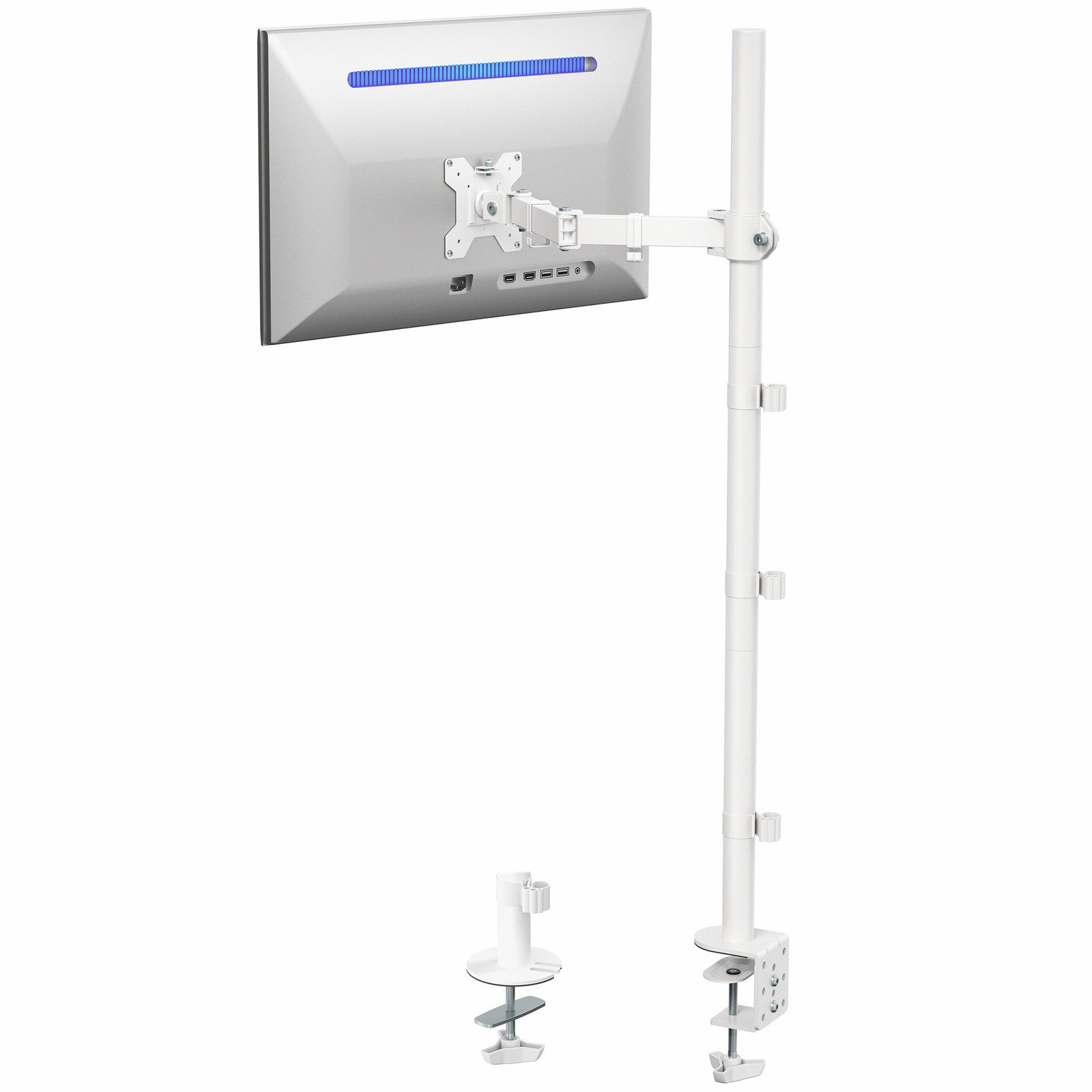 VIVO White Single Monitor Tall Adjustable Mount, Fits Computer Screens up to 27"