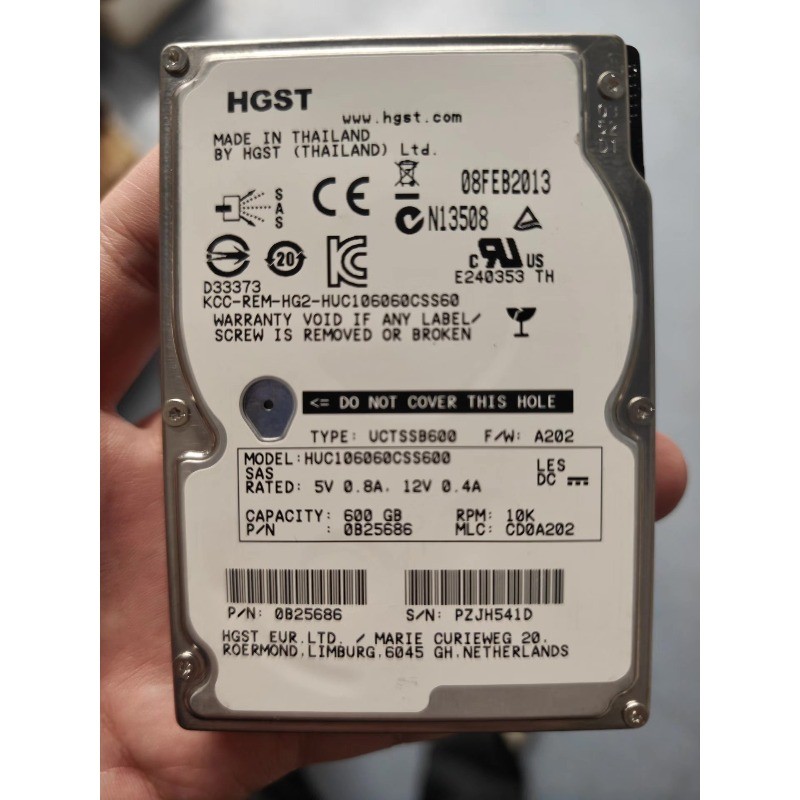 HGST HUC106060CSS600 600GB 2.5" SAS 10K RPM Enterprise Server HDD 90%+ Health