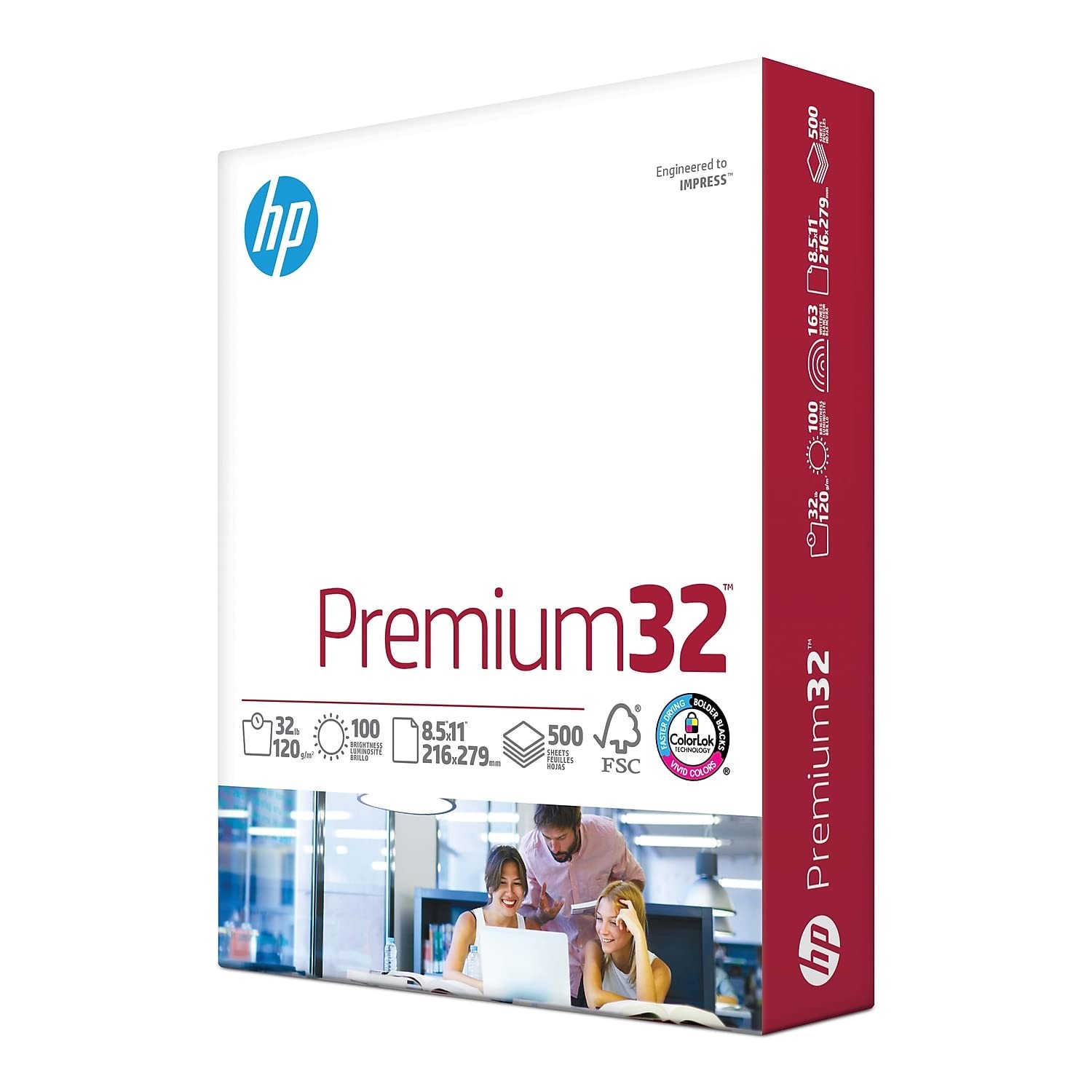HP Paper Printer | 8.5 x 11 Paper | Premium 32 lb | 1 Ream - 500 Sheets | 100 Br