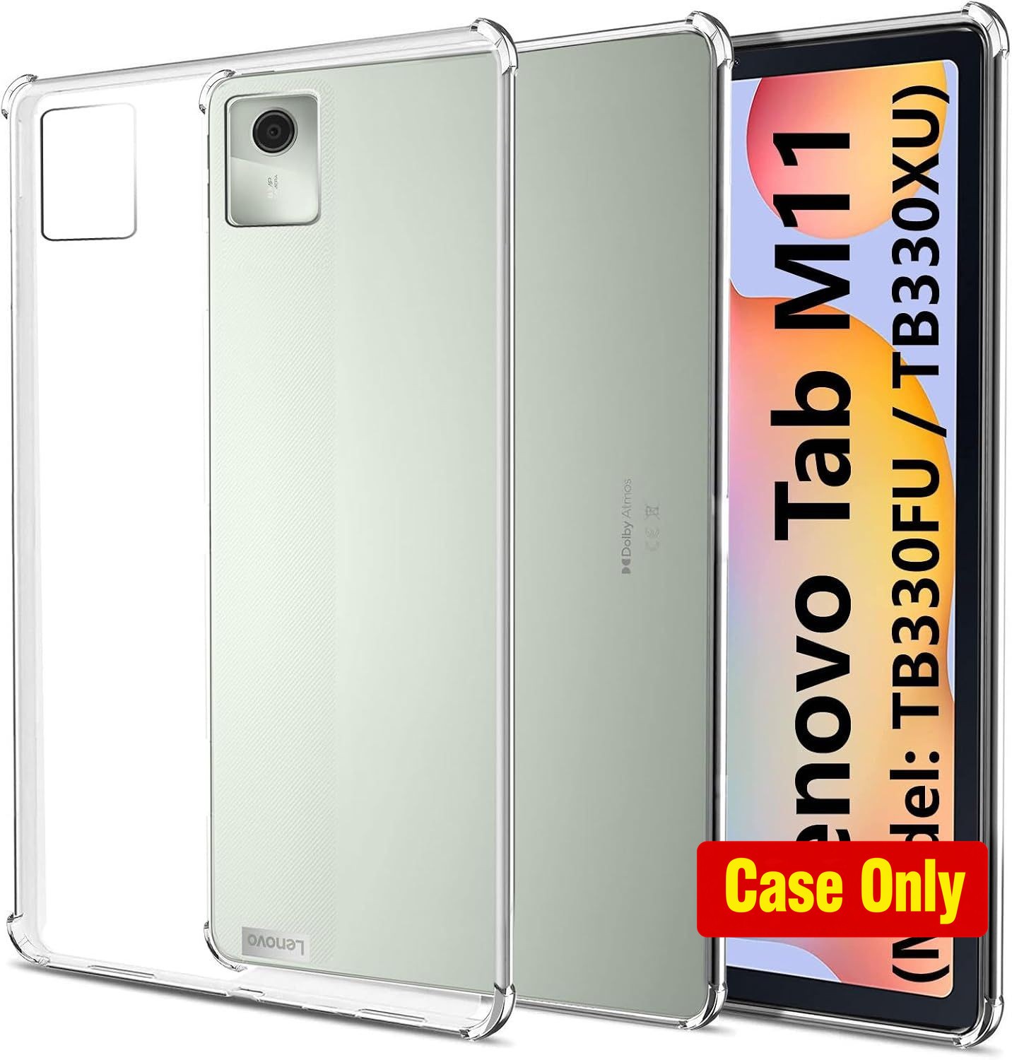 Ultra Thin Shockproof TPU Back Shell Case for Lenovo Tab M11, Clear Silicone Cov