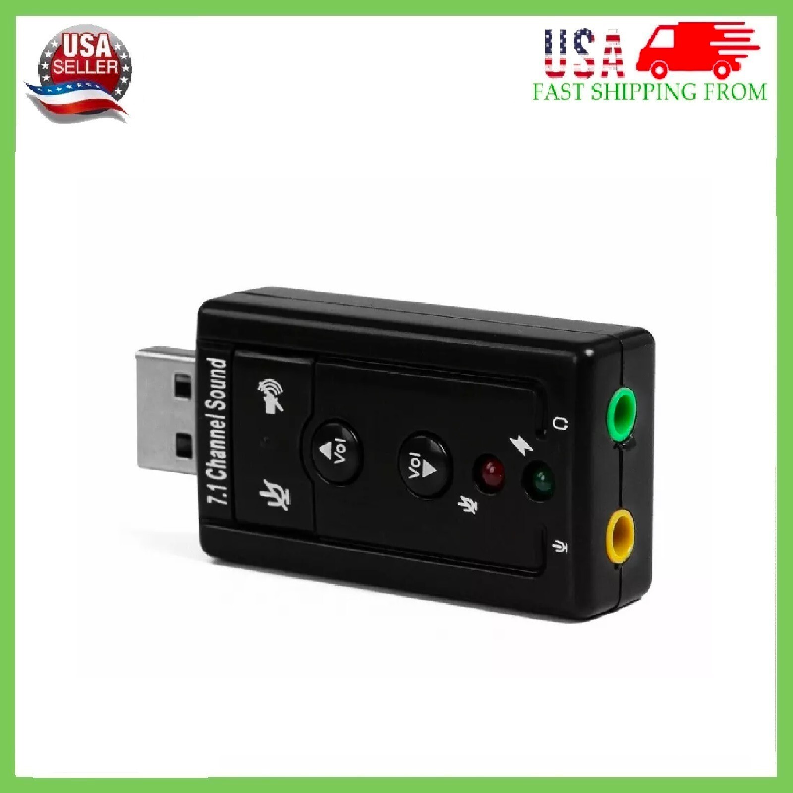 USB 2.0 External 7.1 Channel 3D Virtual Sound Card Mic Adapter Laptop PC #15 NEW