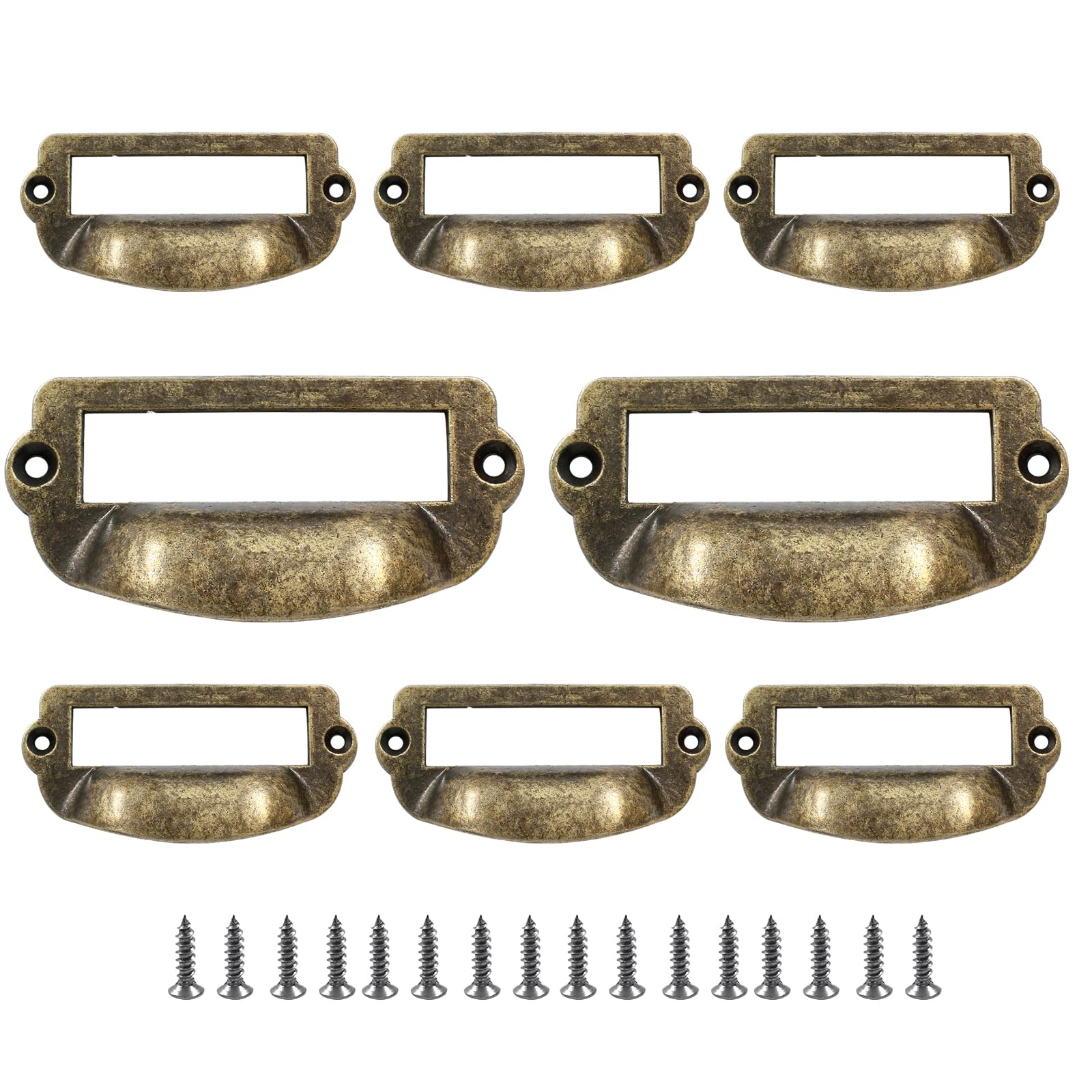 8pcs Antique Bronze Drawer Pulls Label Cabinet Handles Bin Cup Style