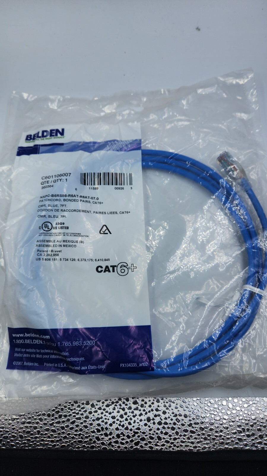BELDEN C601106007 CAT 6+ MOD PATCH CORD BONDED 7FT (Lot Of 80)