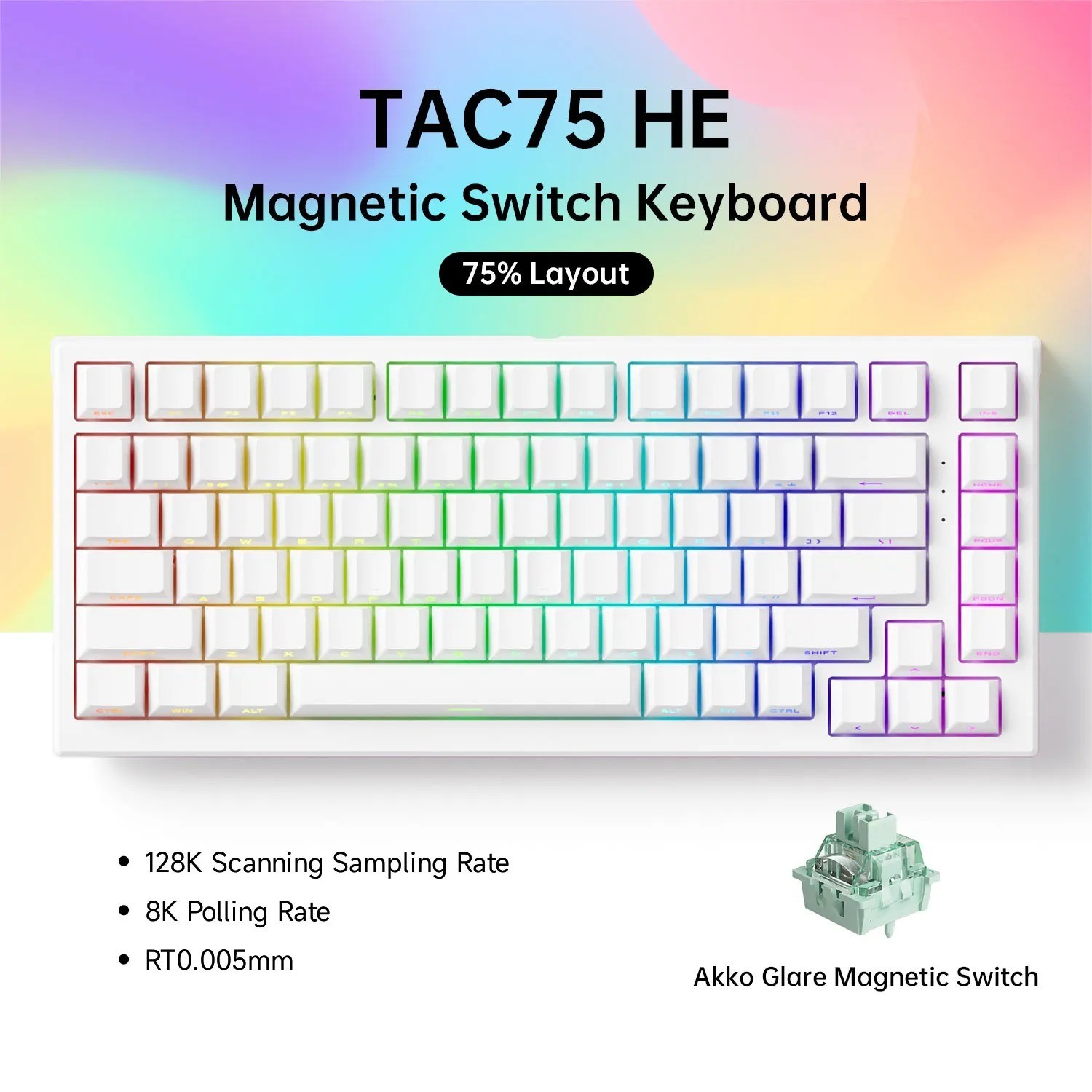 AKKO TAC75 HE Magnetic Switch Gaming Keyboard 75% Rapid Trigger 8K RGB Wired