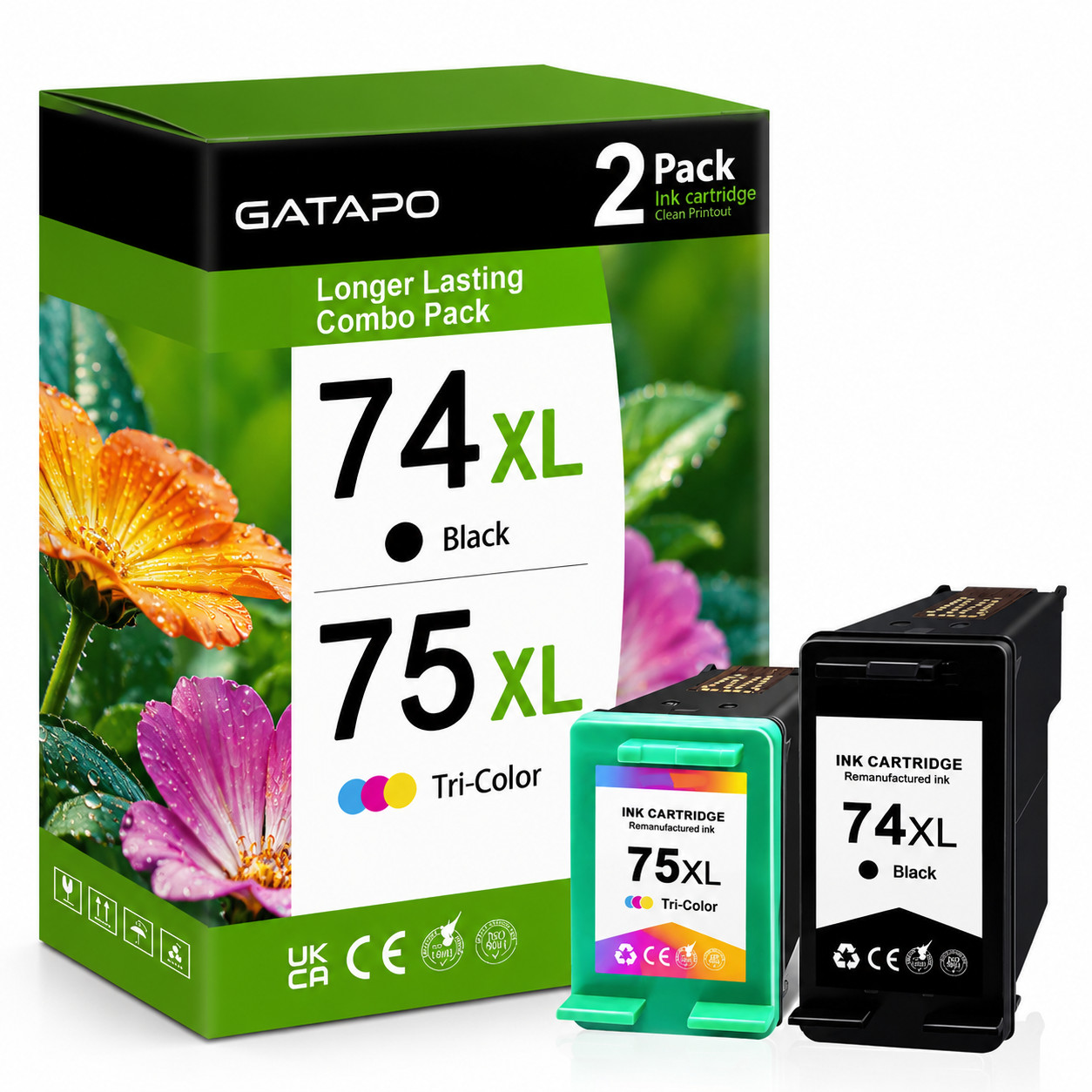 2PK 74XL and 75XL Ink Cartridges for  PhotoSmart C4273 C4275 C4280 C4283 C428