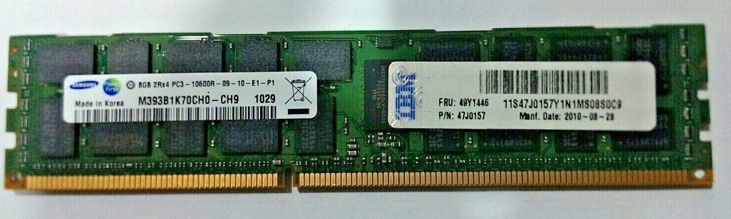 IBM 49Y1446 8GB PC3-10600R ECC DDR3 2RX4 LP DIMM MEMORY - 49Y1446 2RX4 DDR3 - MP