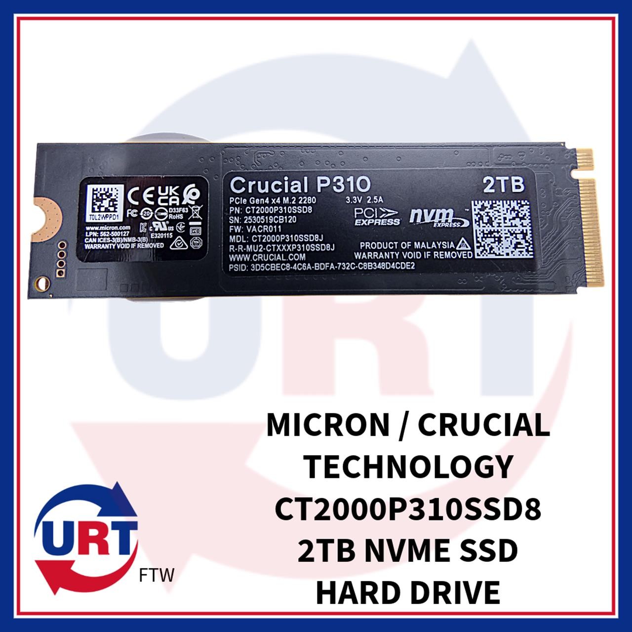MICRON / CRUCIAL TECHNOLOGY CT2000P310SSD8 2TB NVME SSD HARD DRIVE #199353#