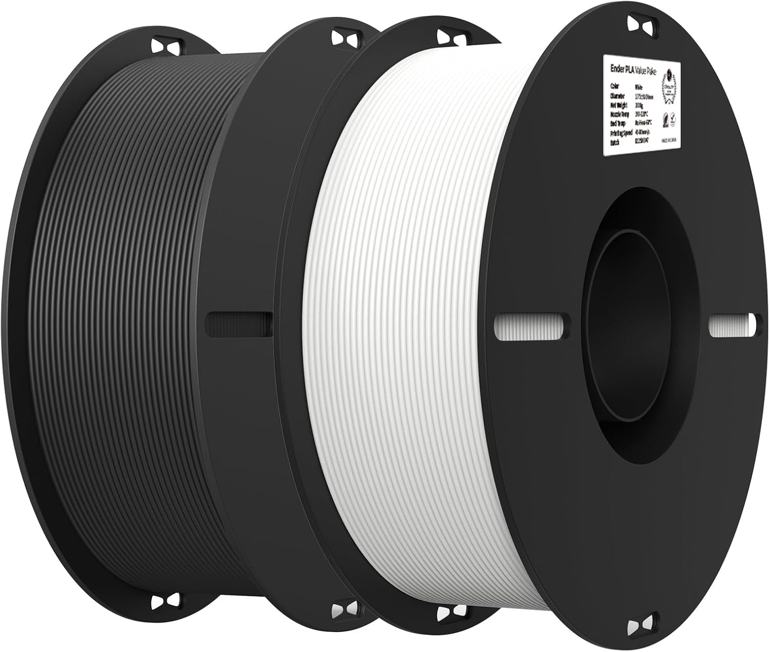 Creality PLA 3D Printer Filament, Black & White, 2-Pack, 2KG Total