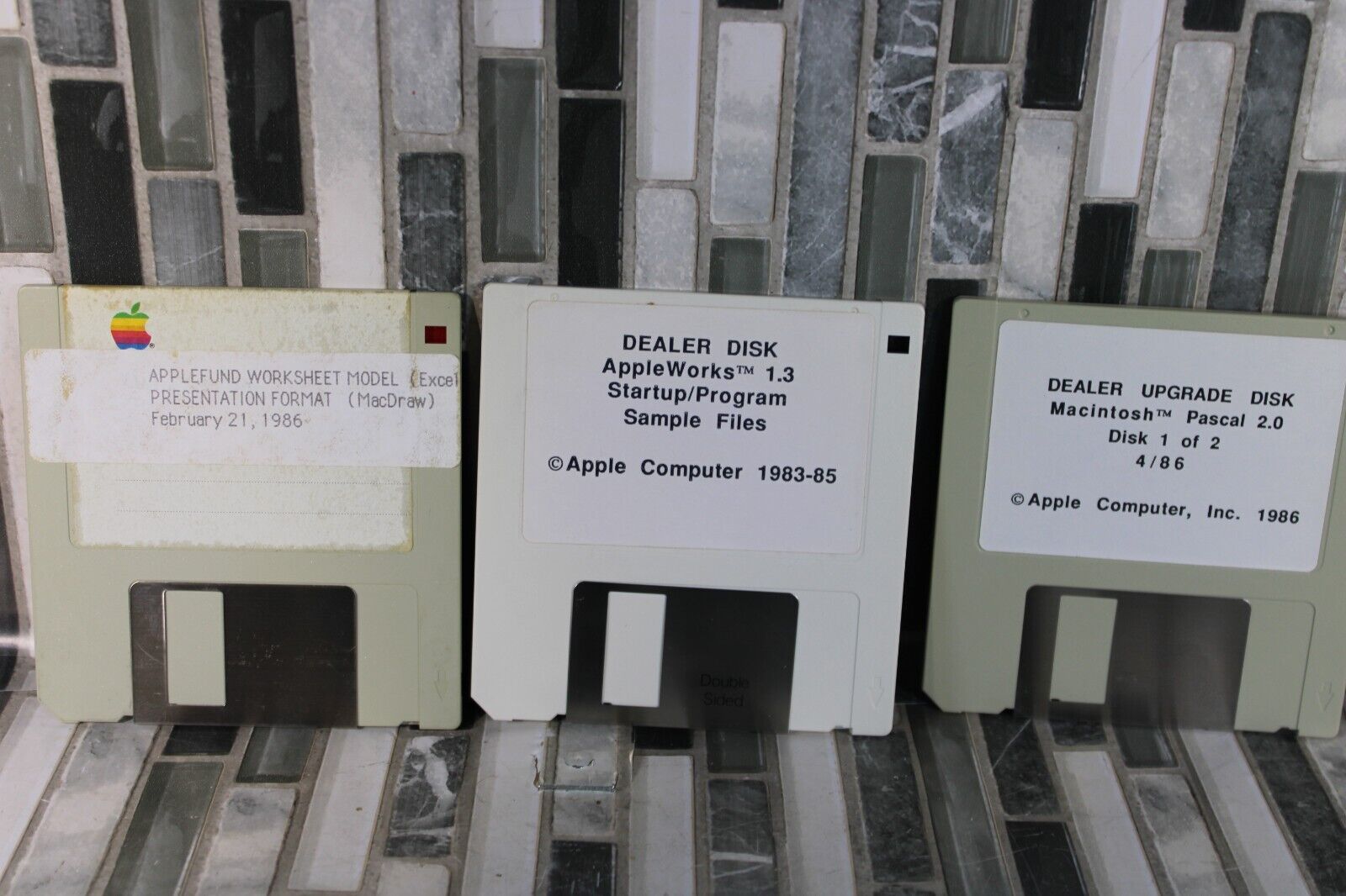 3 Vintage Apple Dealer Employee Floppy Disks from 1980s