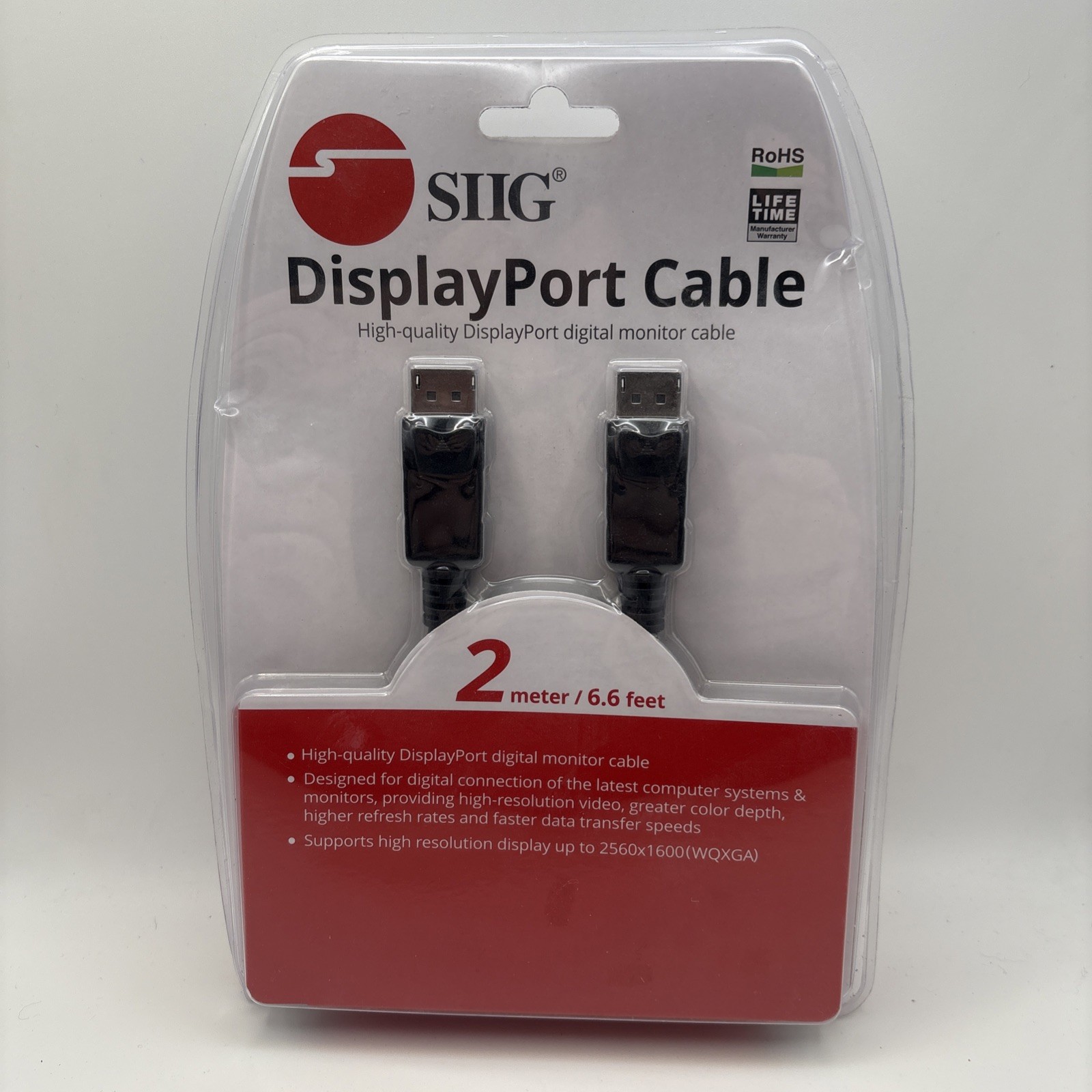 NEW SIIG CB-DP0022-S1 DisplayPort Digital Monitor Cable, 2-Meters (6.6ft) nib