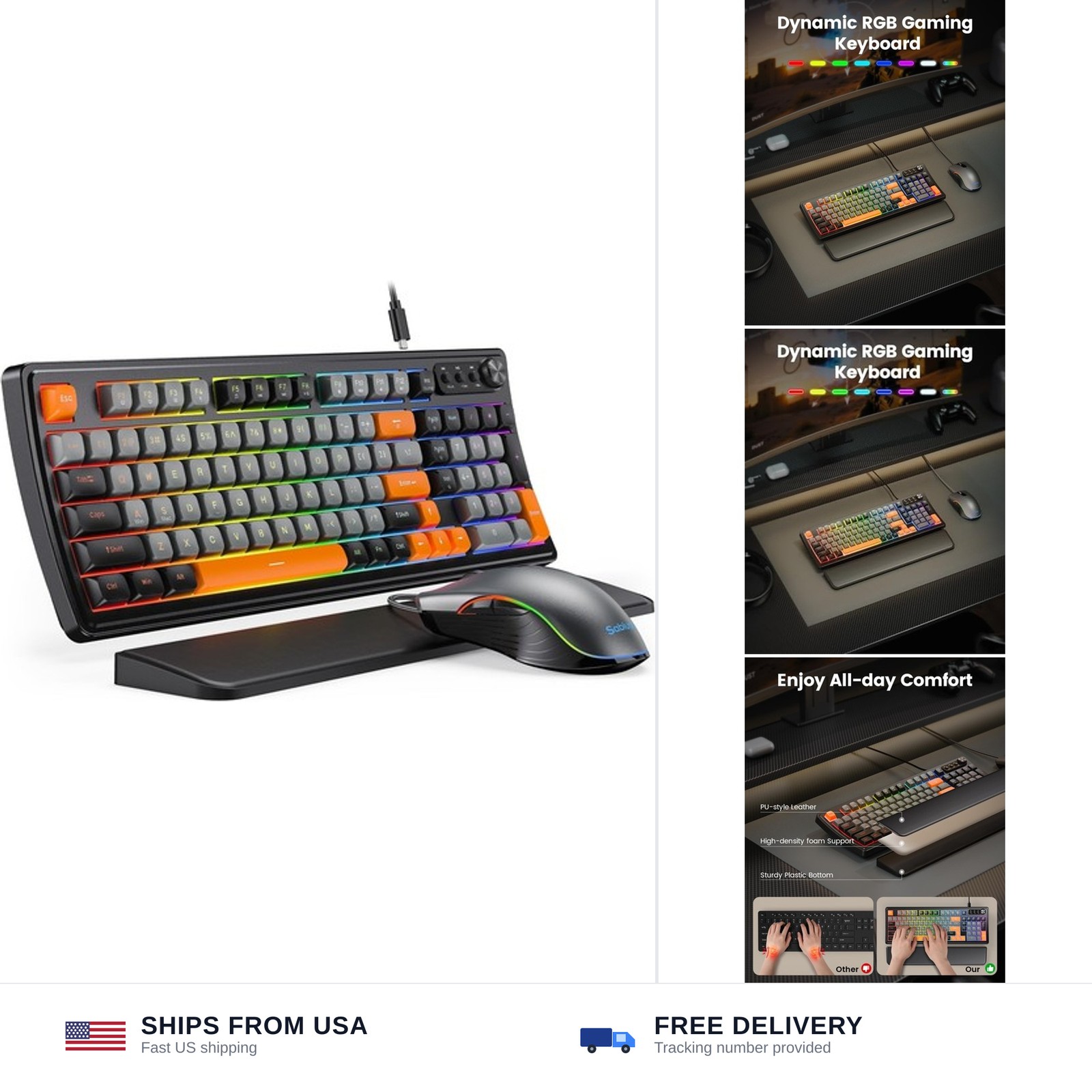 SABLUTE Gaming Keyboard and Mouse, Quiet Membrane Keyboard with RGB Backlit, ...