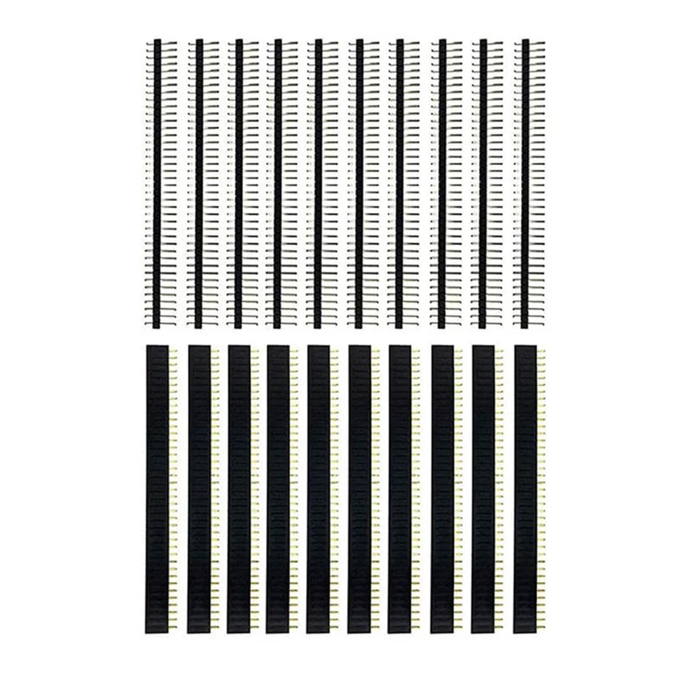 20 Pcs 10 Pairs 40 Pin 1x40 Single Row Male And Female 2.54 Breakable Pin
