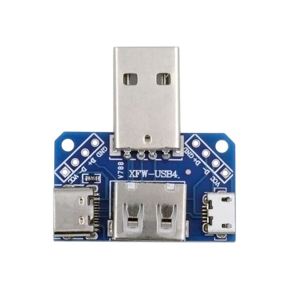 CY USB2.0 1-to-3 Power Adapter Type-A Male To Female Type-A & Micro USB & USB-C