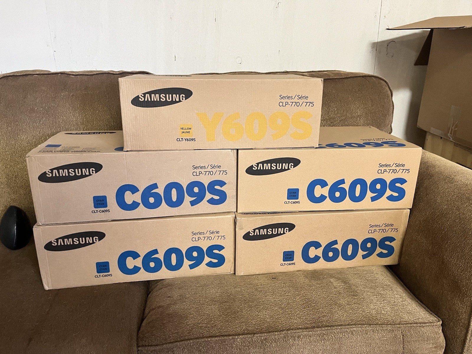 Lot Of 5 Genuine Samsung Toner Cartridges 4 Cyan 1 Yellow Series CLP-770/775