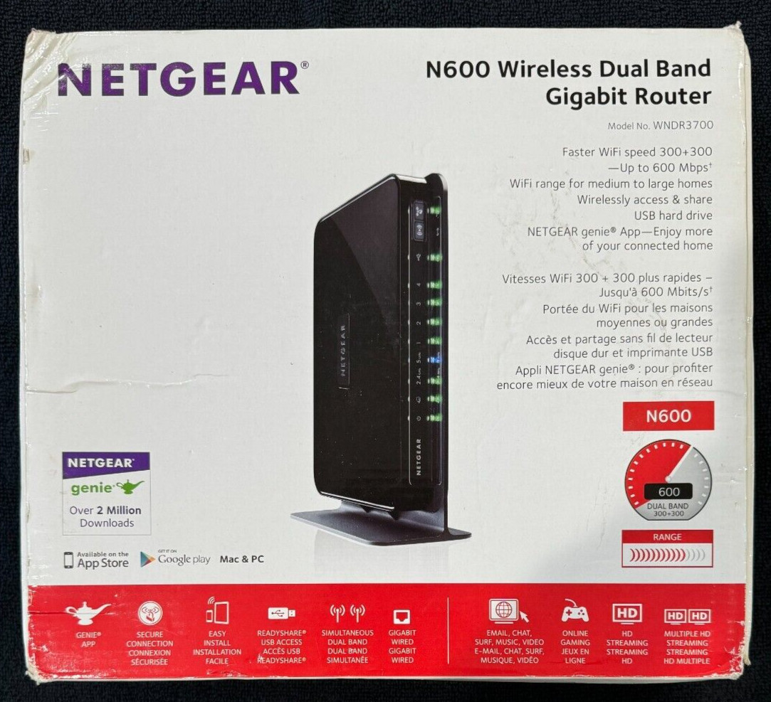 Netgear N600 300 Mbps 4-Port Gigabit Wireless N Router (WNDR3700)