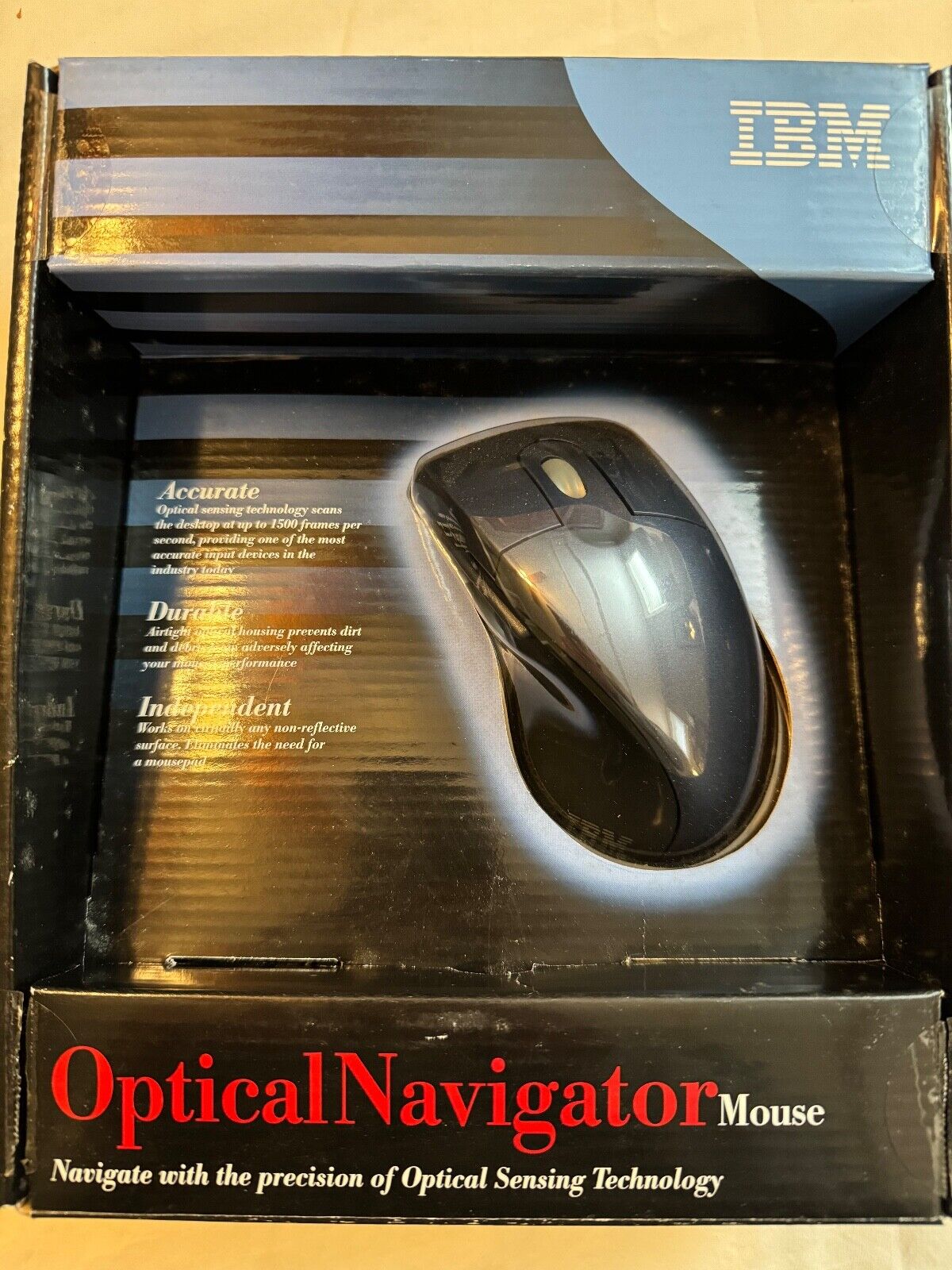 RARE IBM 19K2002 Optical Navigator Mouse, NEW Vintage PC Accessories