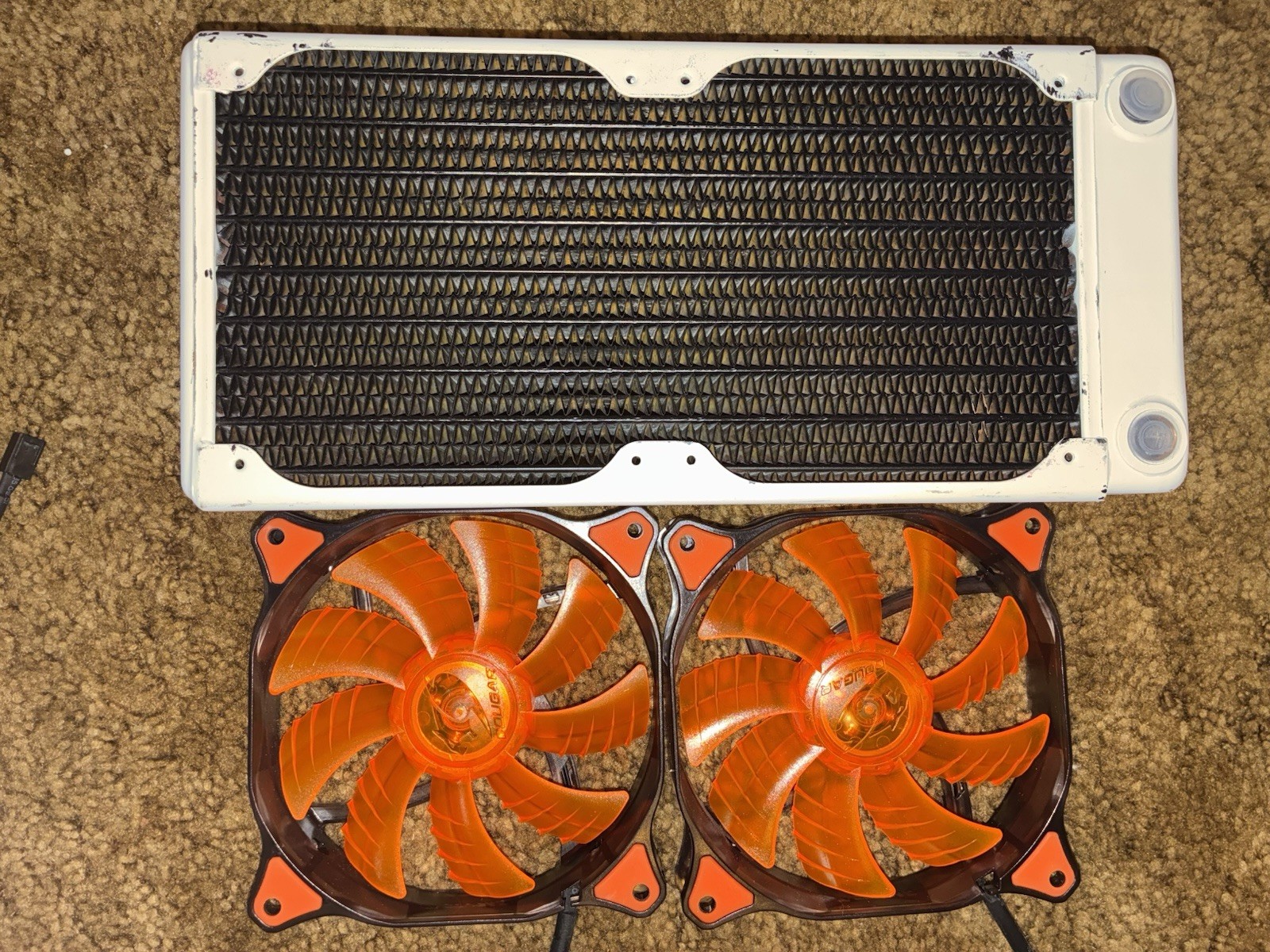XSPC 240mm White Radiator w/ 2x 120mm Cougar Orange LED Fans