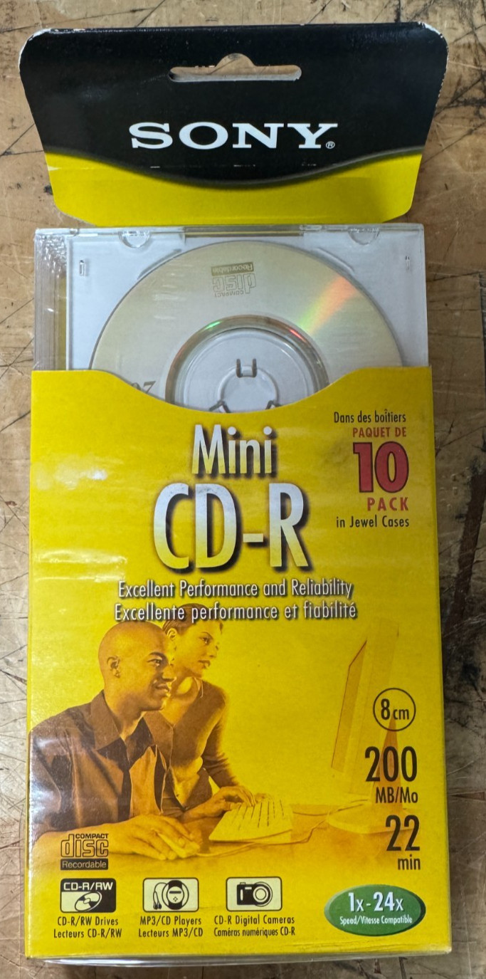 Sony Mini CD-R 200MB 22 Min Jewel Case 10CDQ22L1 10-Pack