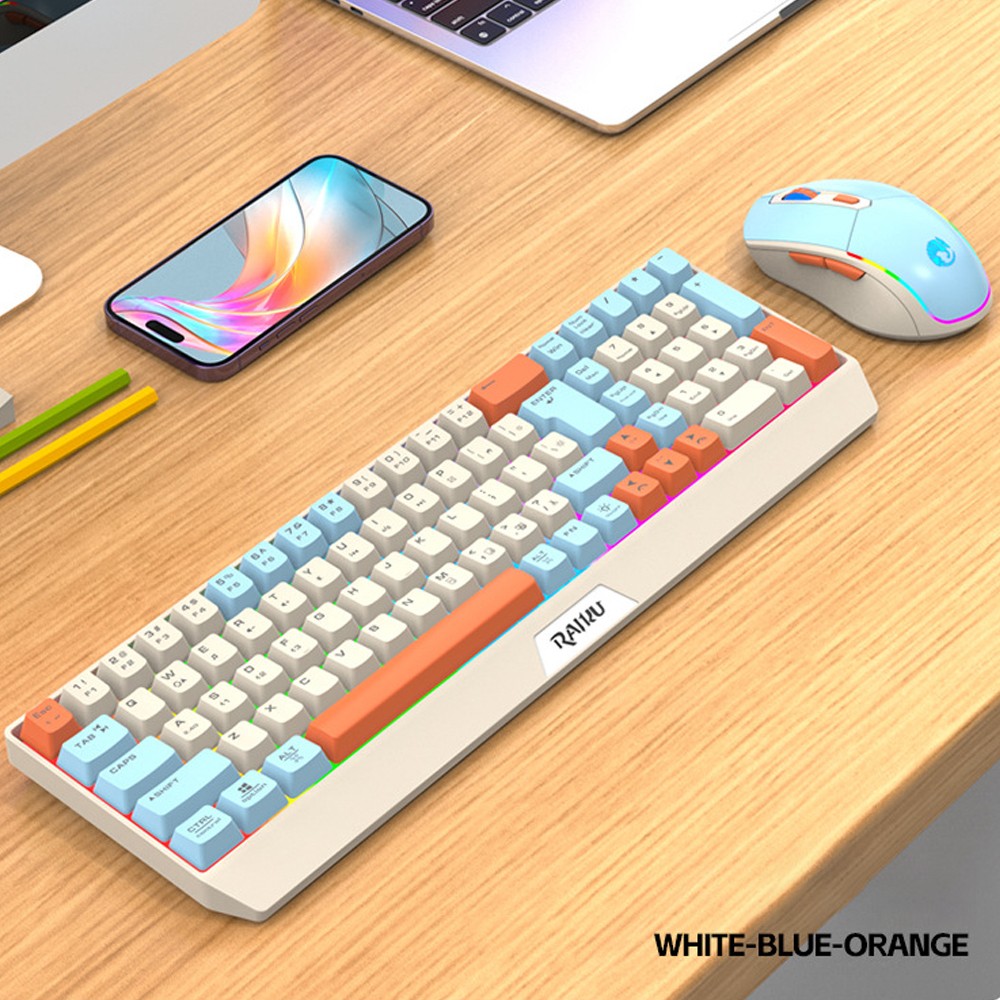 Wireless Keyboard and Mouse Combo Rechargeable, RGB Backlit, Bluetooth 2.4G