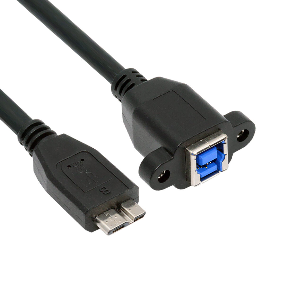 Cablecy USB 3.0 Type-B FEemale to USB3.0 Micro-B Male Cable Extension 5Gbps 30cm